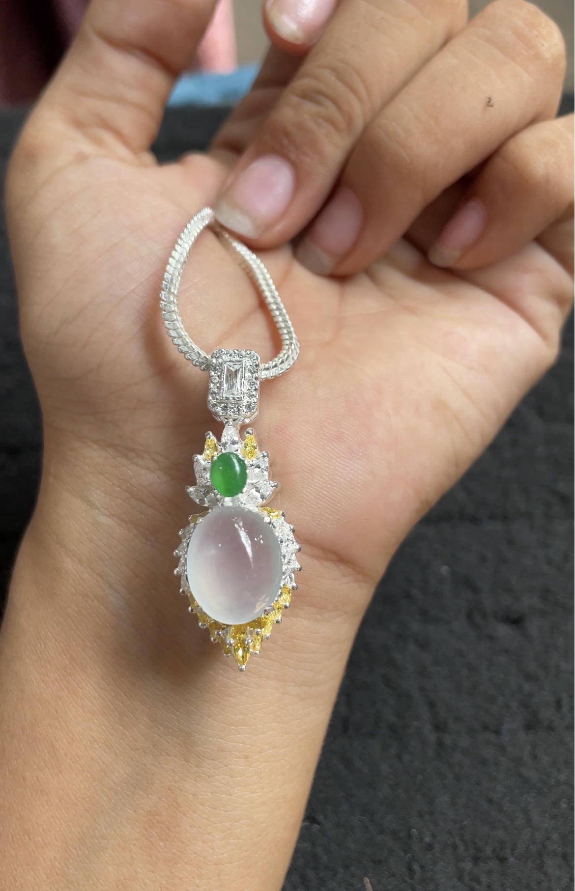 Natural Icy White Jade Pendant - Burmese Jadeite Type A from Hpakant, Myanmar | Myanmar Jadeite