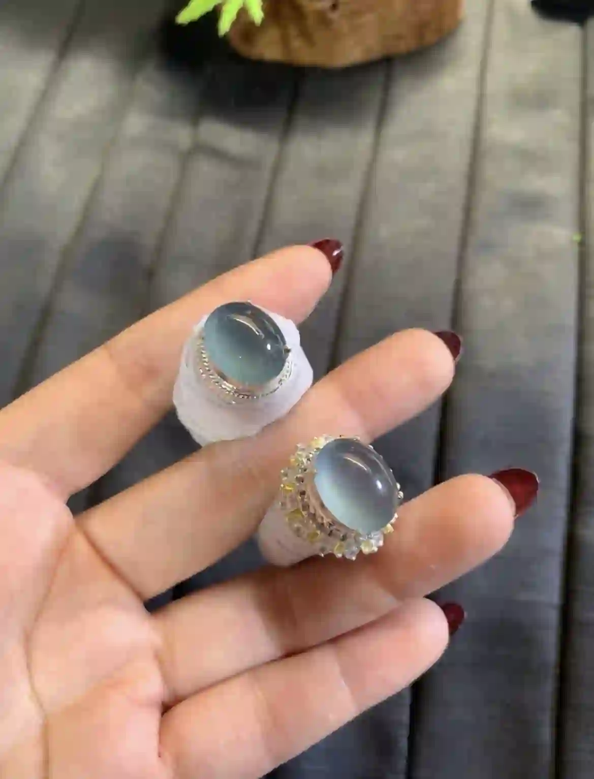 Icy Sky Blue Jade Cabochon Gemstone Set | Myanmar Jadeite reference #2790007
