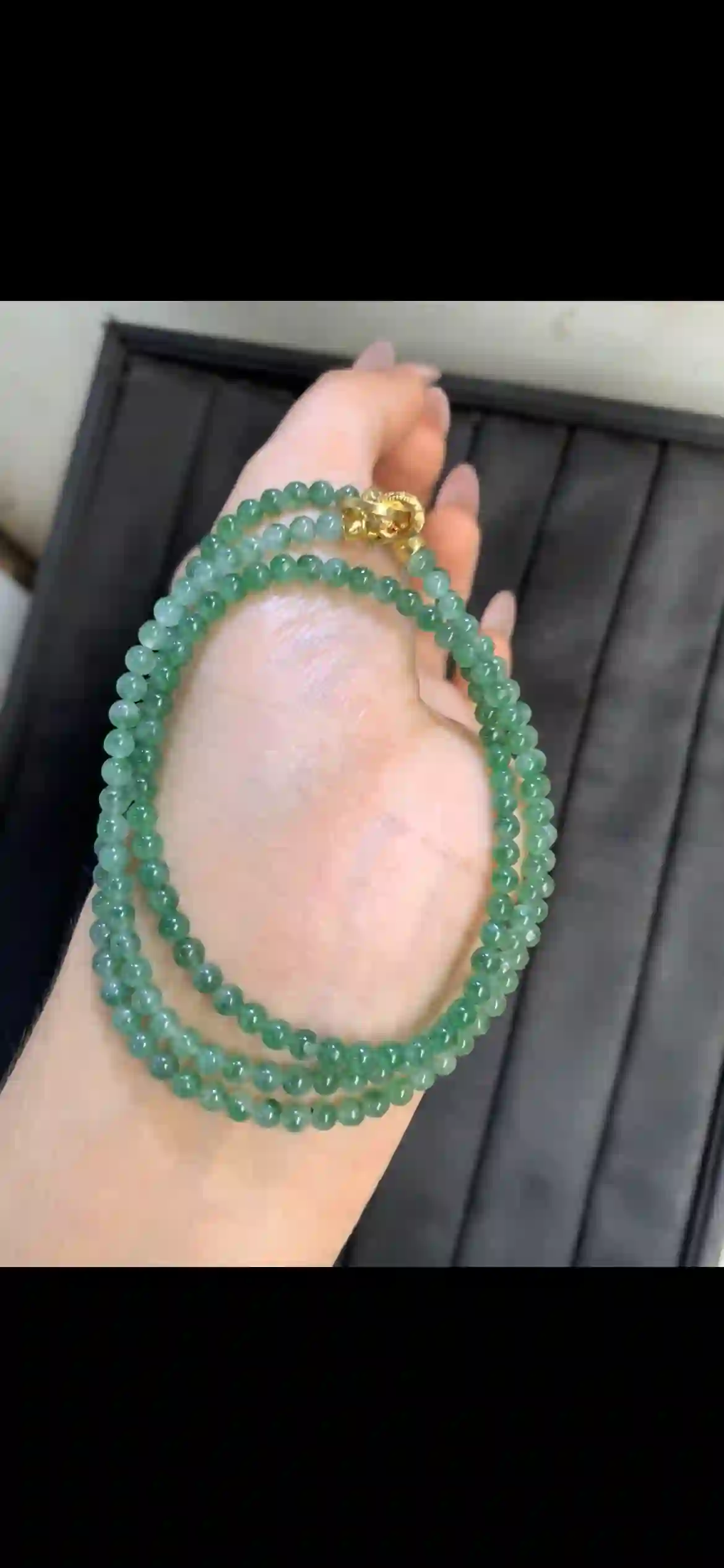 Genuine Burmese Gradient Green Icy Jadeite Bead Strand | Myanmar Jadeite reference #9120003