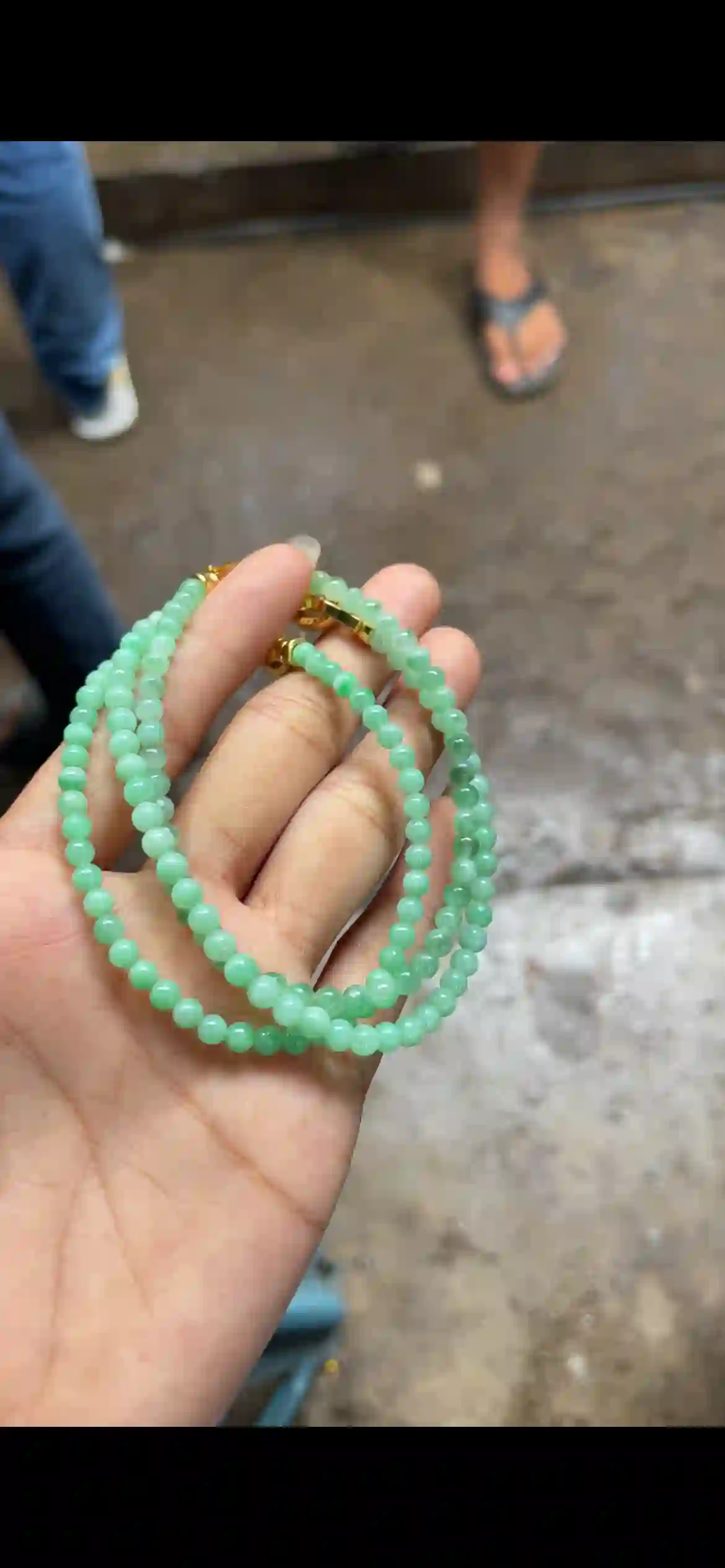 Icy Fresh Green Jade Bead Multi-Layer Necklace with Gold Clasps, view 2 | Myanmar Jadeite reference #6330001