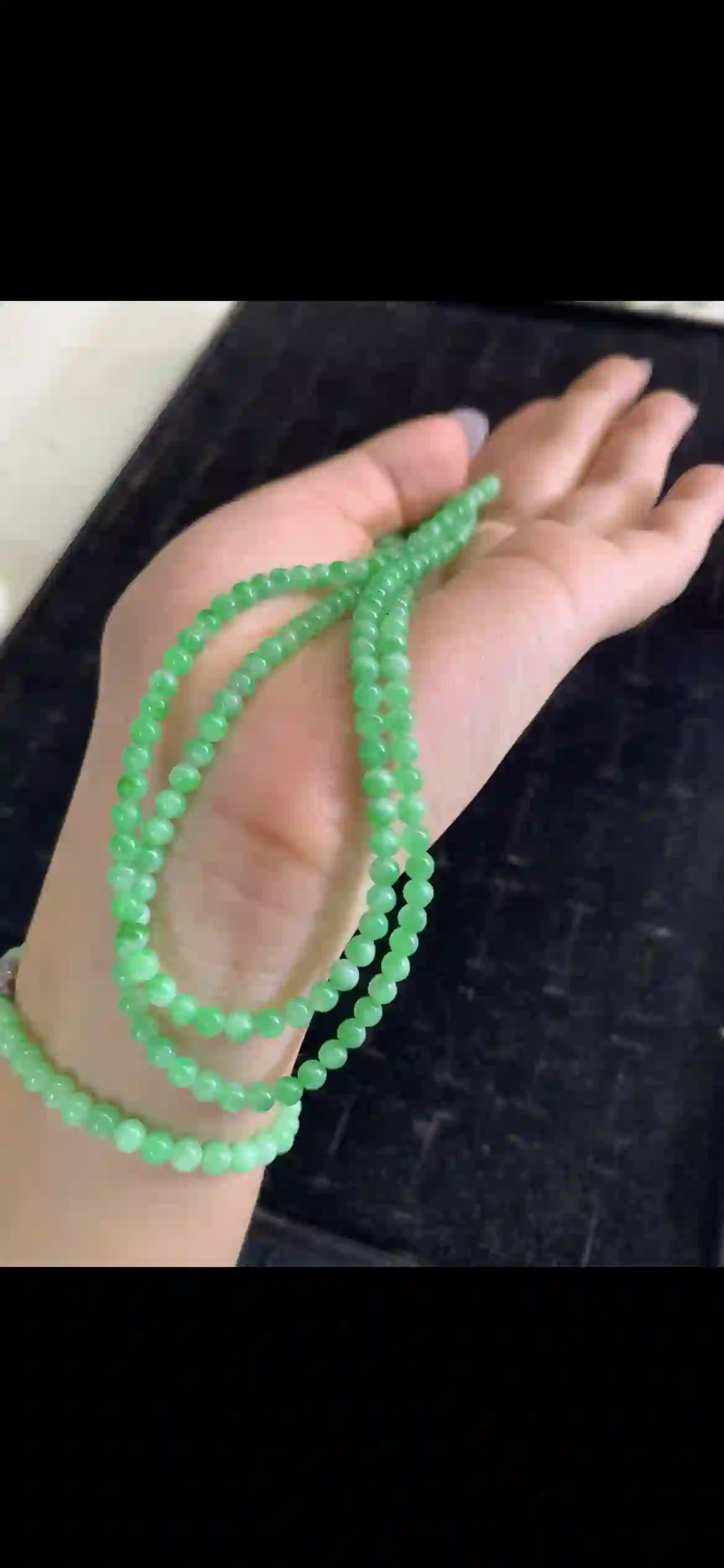 Vibrant Bright Green Fine Jade Bead Long Strand / Multi-Layer Necklace | Myanmar Jadeite reference #25230001