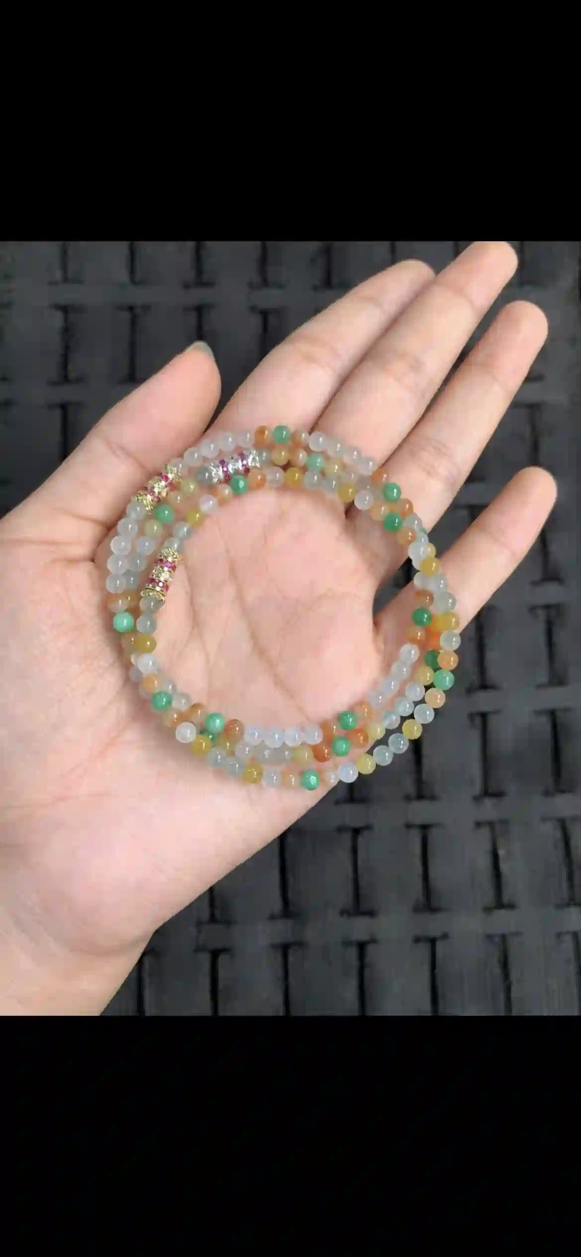 Multicolor Icy Jadeite Three-Wrap Beaded Bracelet | Myanmar Jadeite reference #13530001