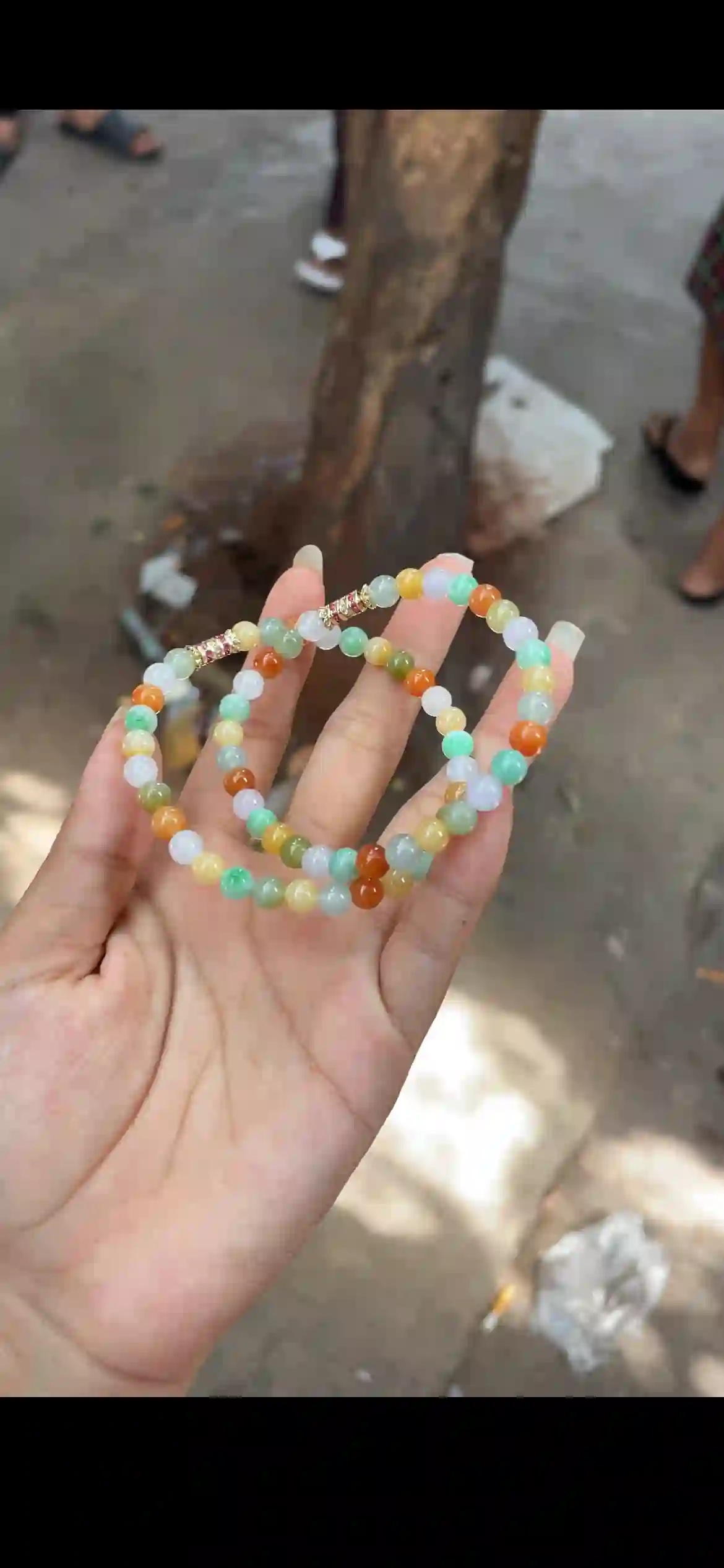 Multicolor Rainbow Jade Beaded Double Wrap Bracelet with Gemstone Accents, view 2 | Myanmar Jadeite reference #22620001
