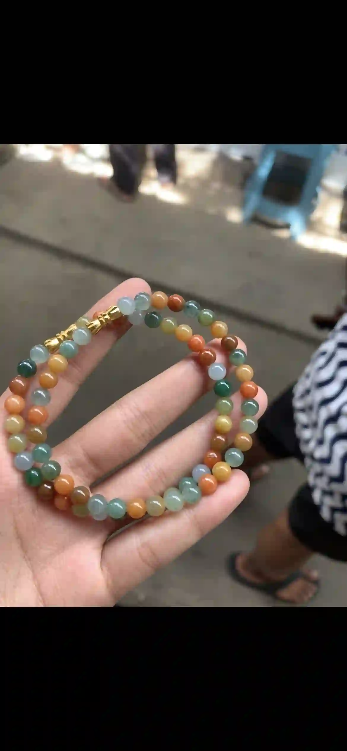 Rainbow Multicolor Icy Jadeite Bead Bracelet, view 2 | Myanmar Jadeite reference #10440001