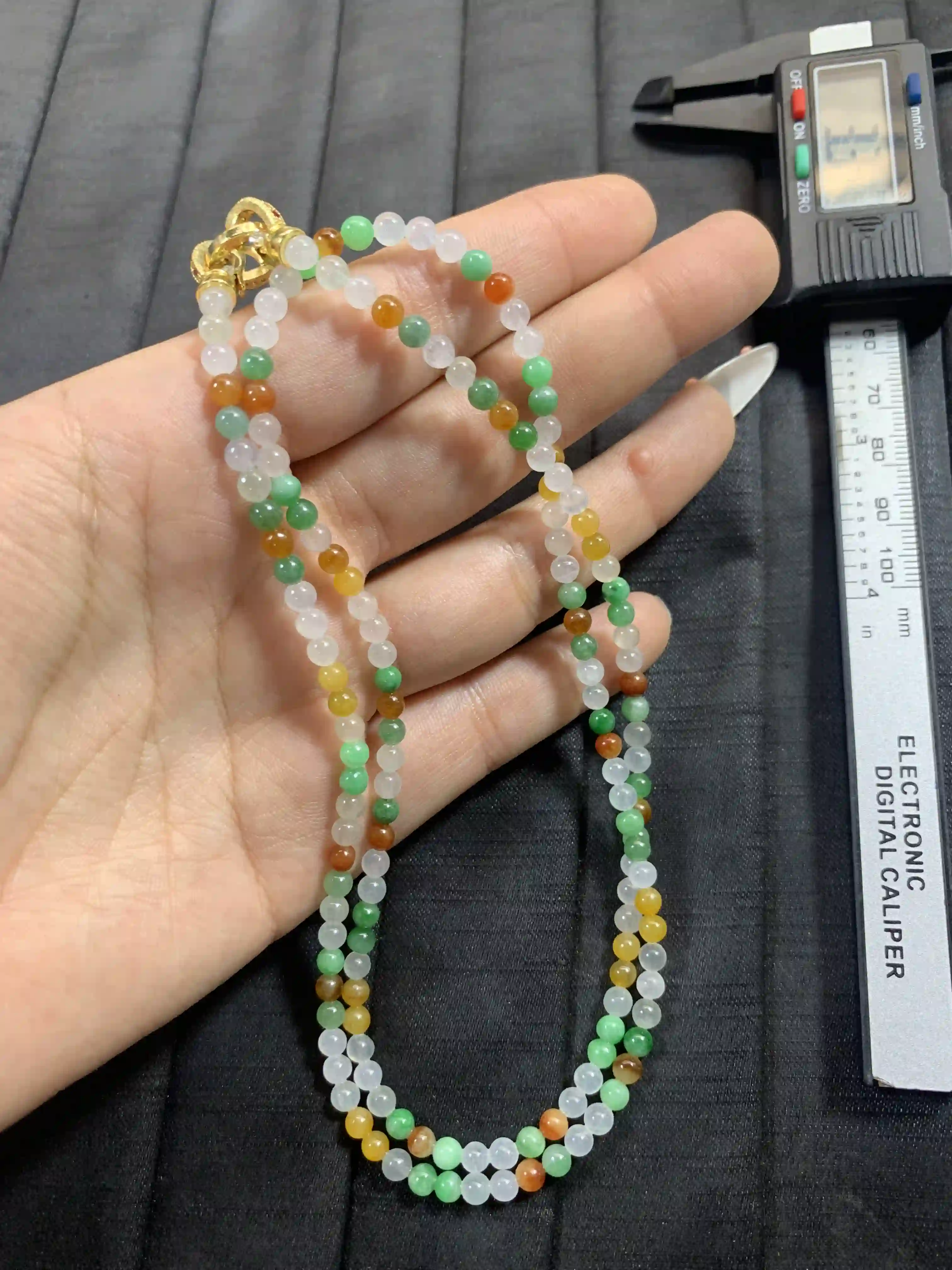 Multicolor Natural Jade Beaded Necklace, view 2 | Myanmar Jadeite reference #2220008