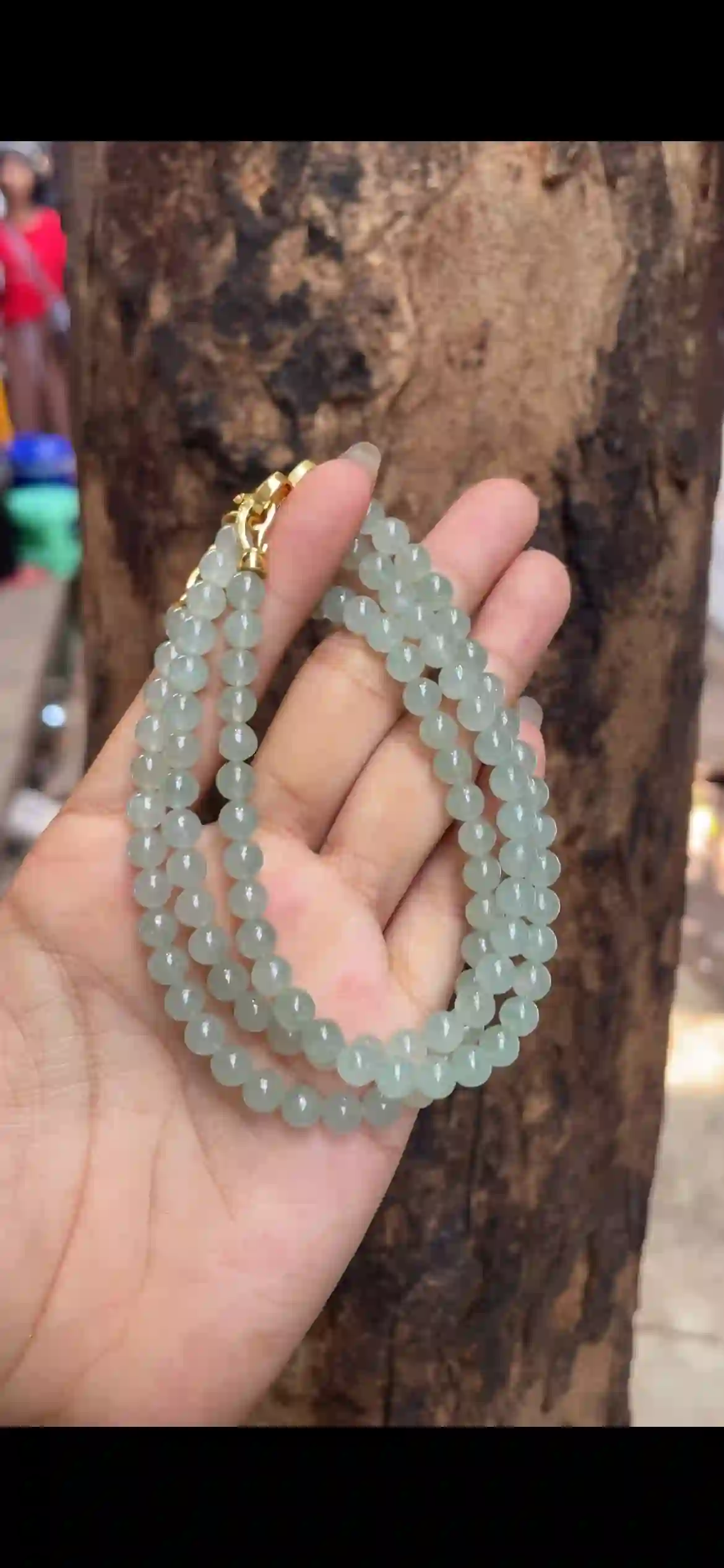 Multicolor Icy Jade Bead Multi-Layer Bracelet with Gold Spacers, view 2 | Myanmar Jadeite reference #6510001