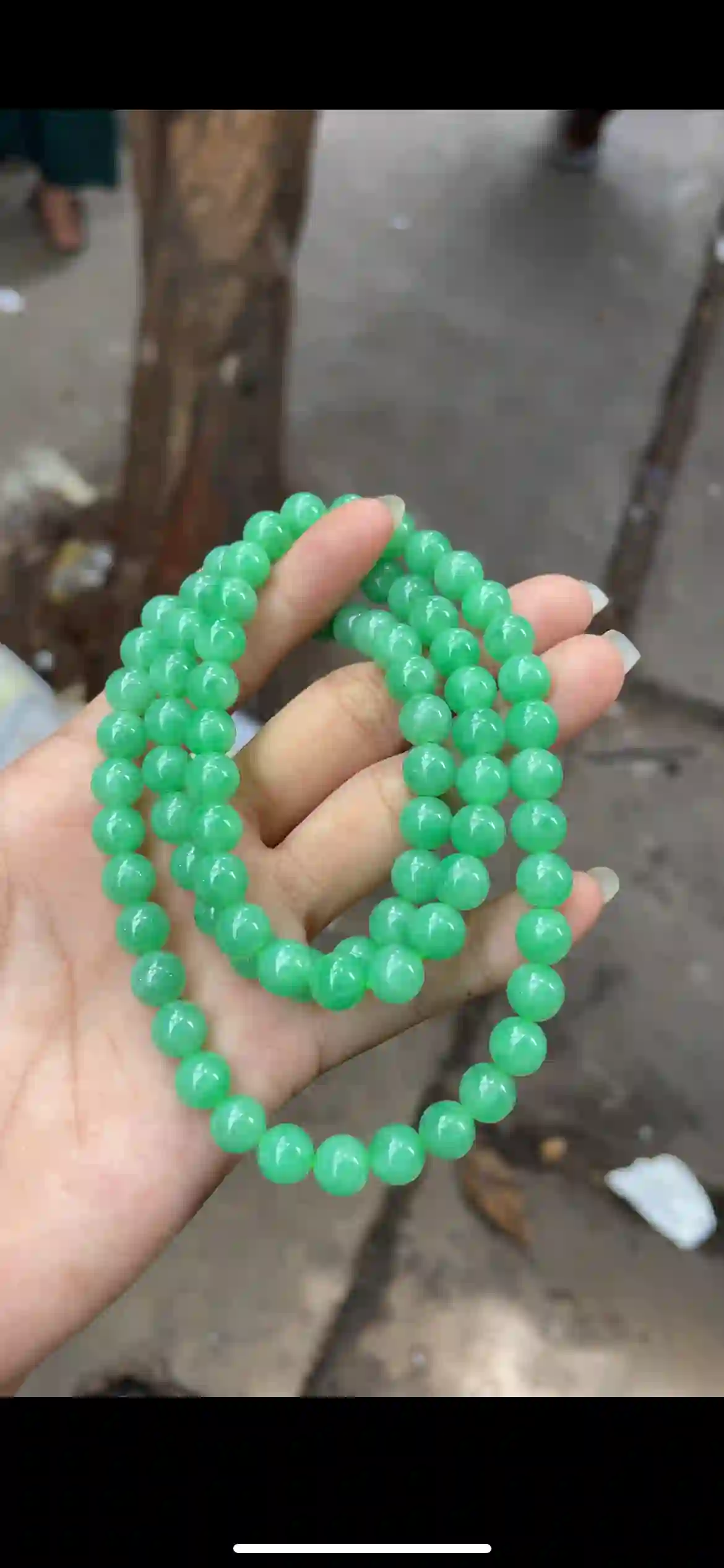 Vibrant Apple Green Jadeite Beaded Long Necklace & Bracelet, view 2 | Myanmar Jadeite reference #13500001