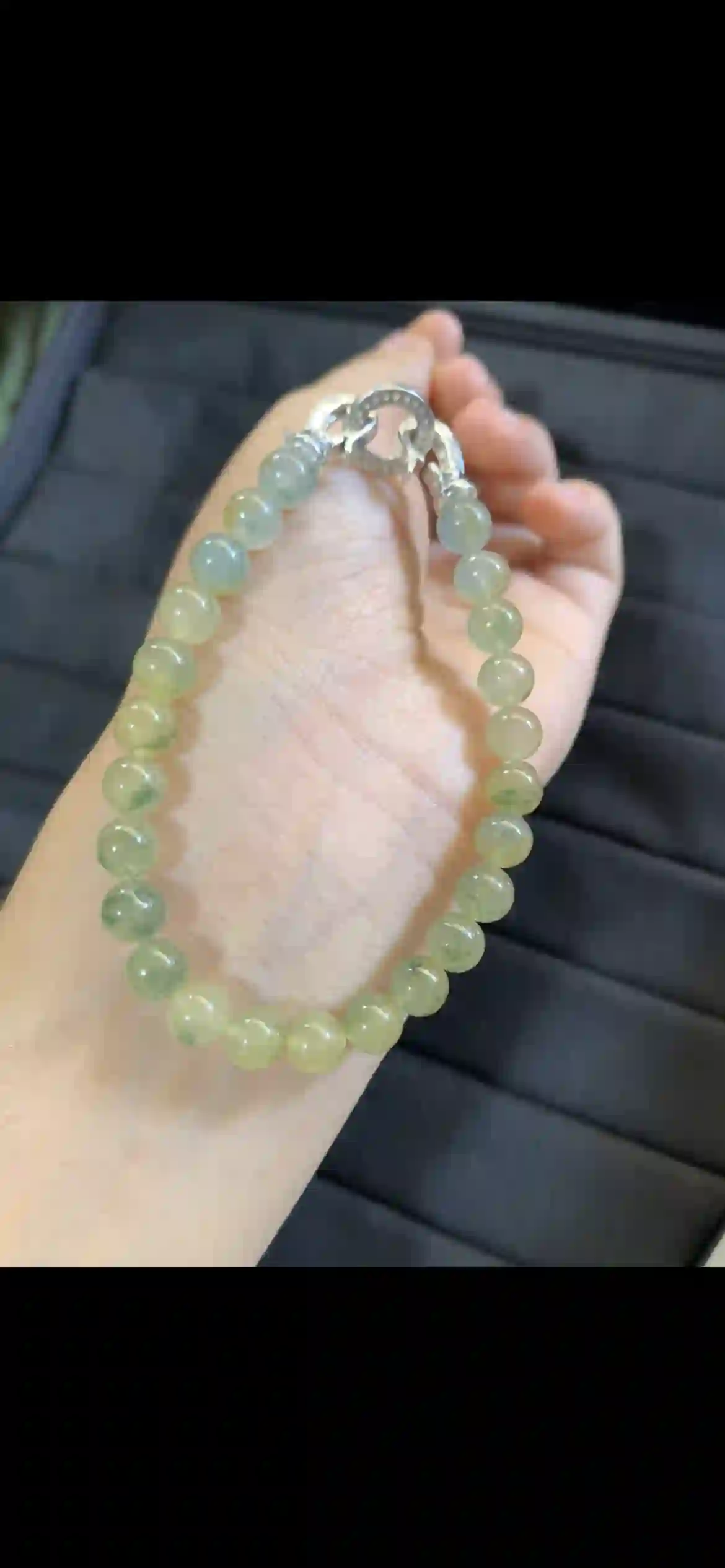  Natural Icy Yellowish Floating Flower Jadeite Bead Bracelet, view 2 | Myanmar Jadeite reference #6930003