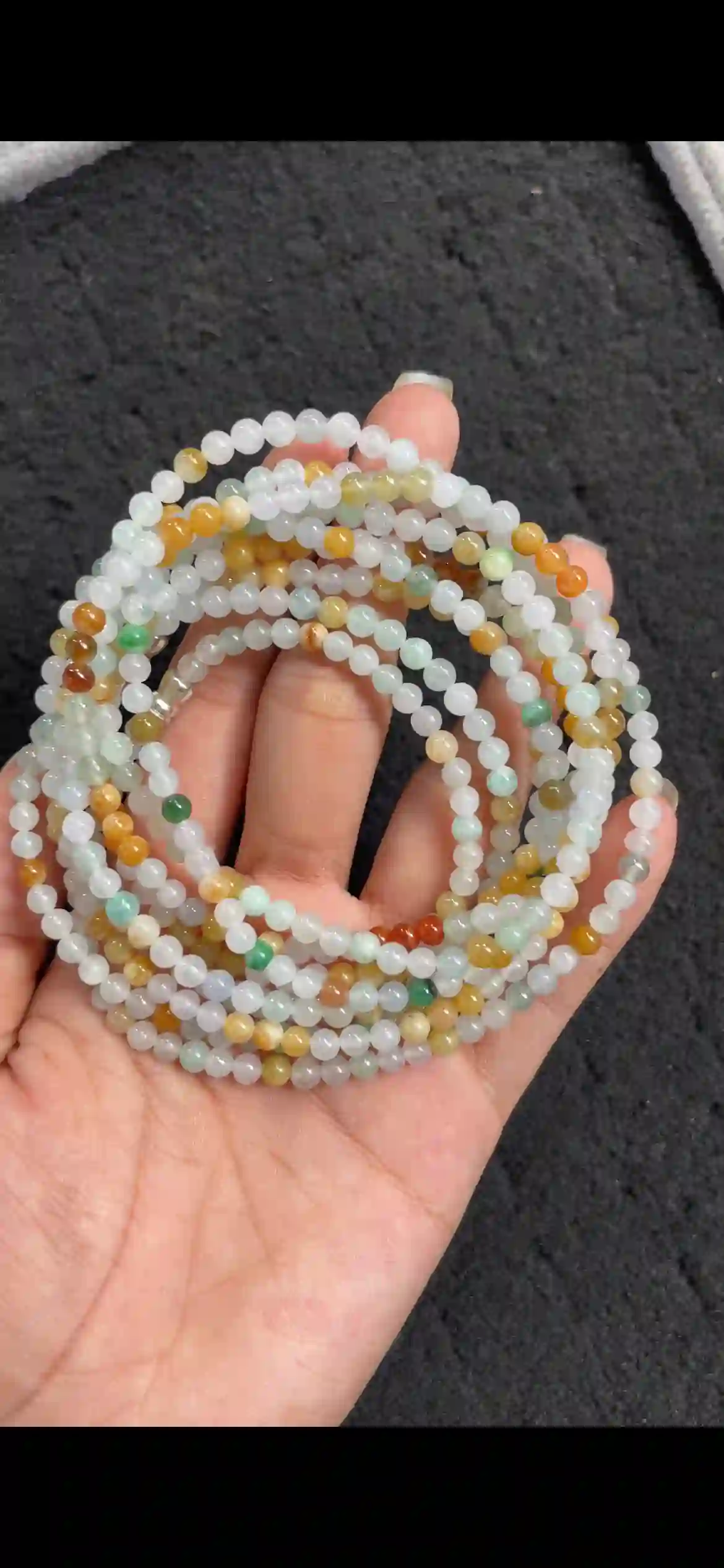 Rainbow‑Tone Icy Jadeite Multi‑Wrap Long Strand | Myanmar Jadeite reference #9450001