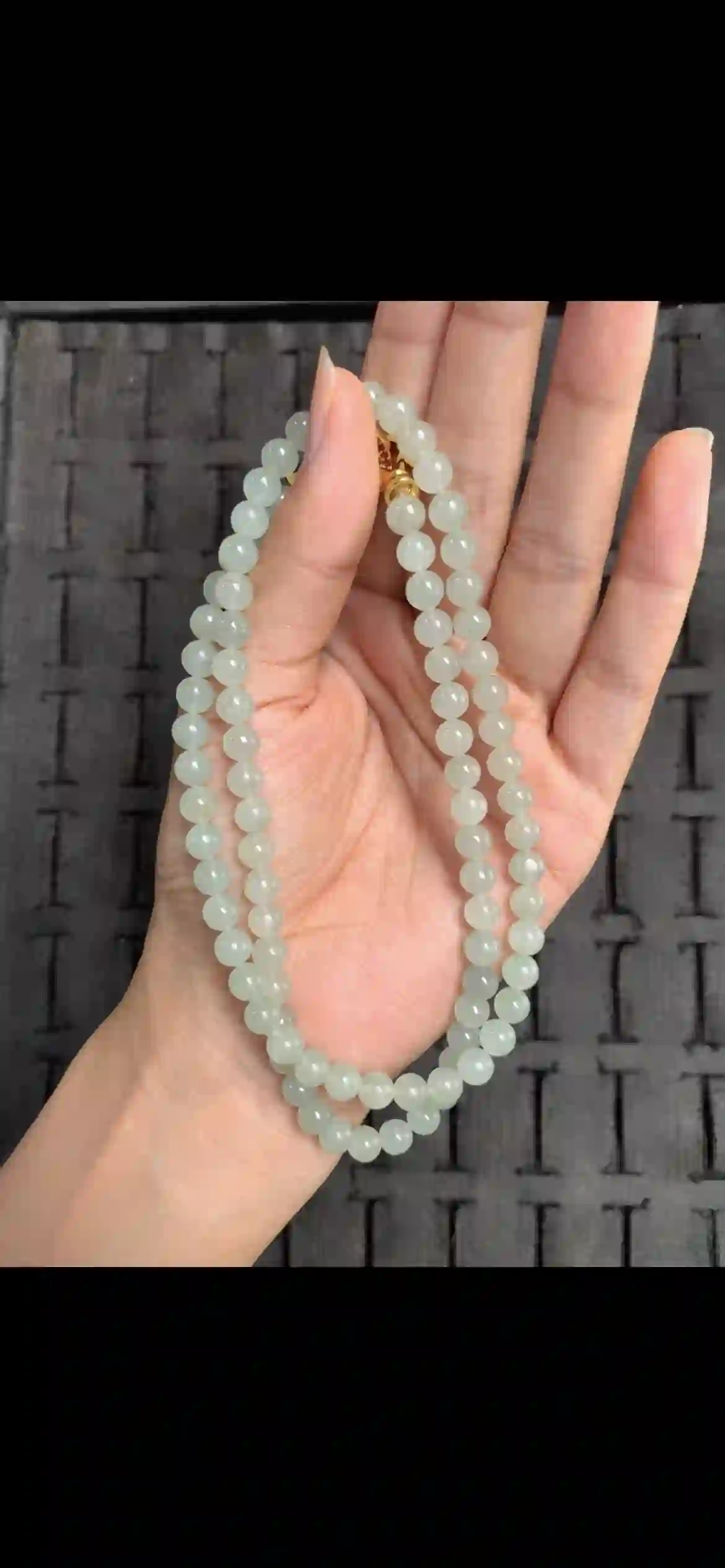 High-Clarity Icy Pale Celadon Jadeite Bead Double-Strand Bracelet | Myanmar Jadeite reference #16320001