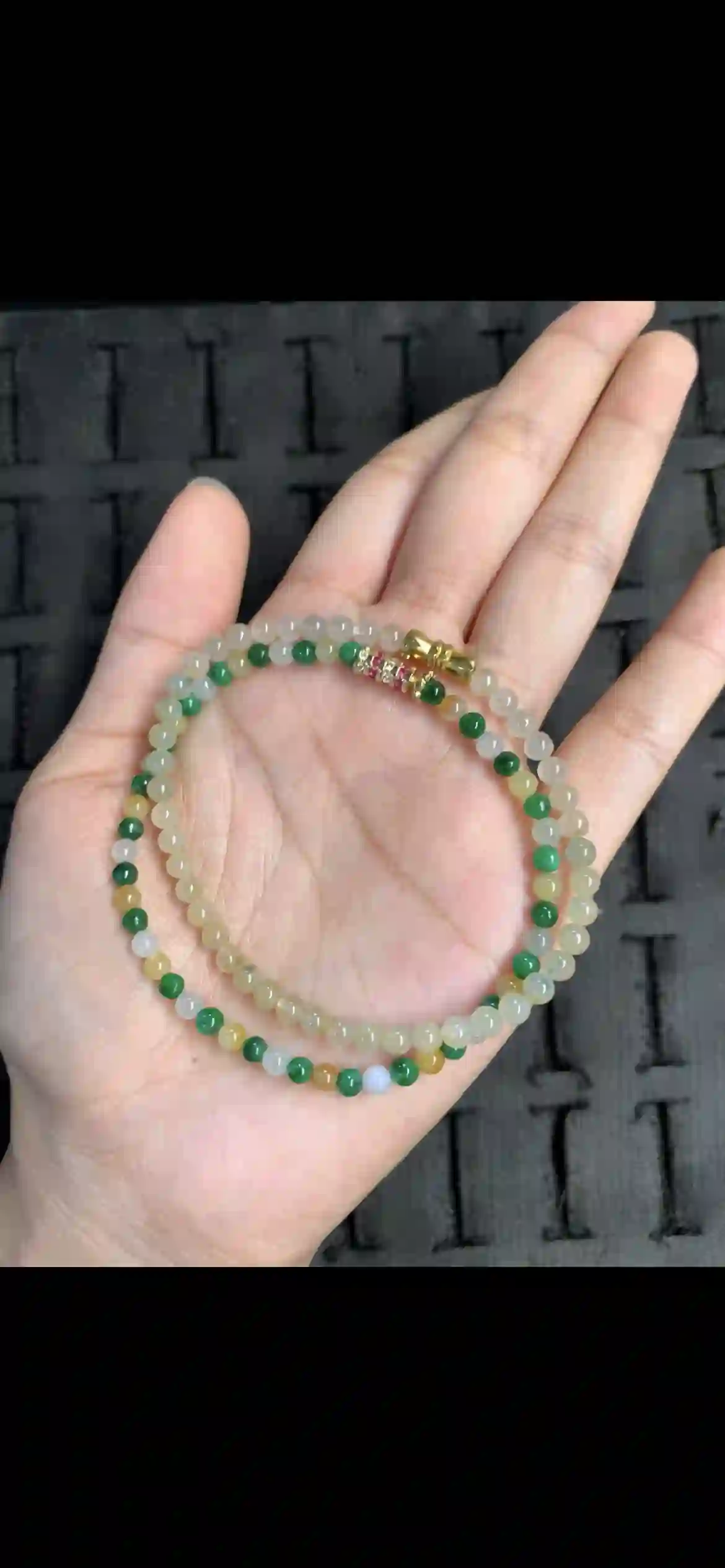 Icy Tri‑Color Jadeite Double‑Wrap Dainty Bracelet, view 2 | Myanmar Jadeite reference #13200001