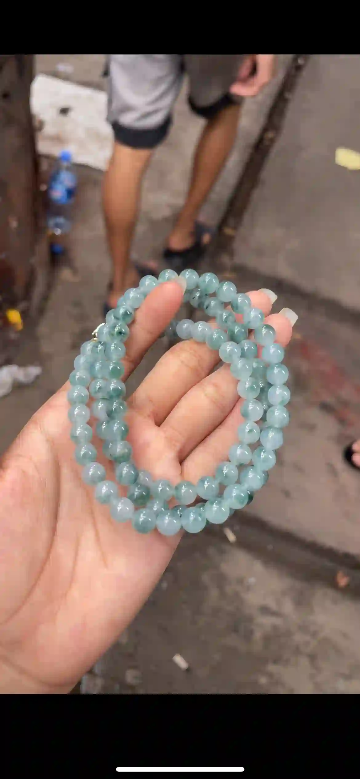 Floating Flower Icy Celadon Jadeite Multi-Strand Bracelet | Myanmar Jadeite reference #16620001