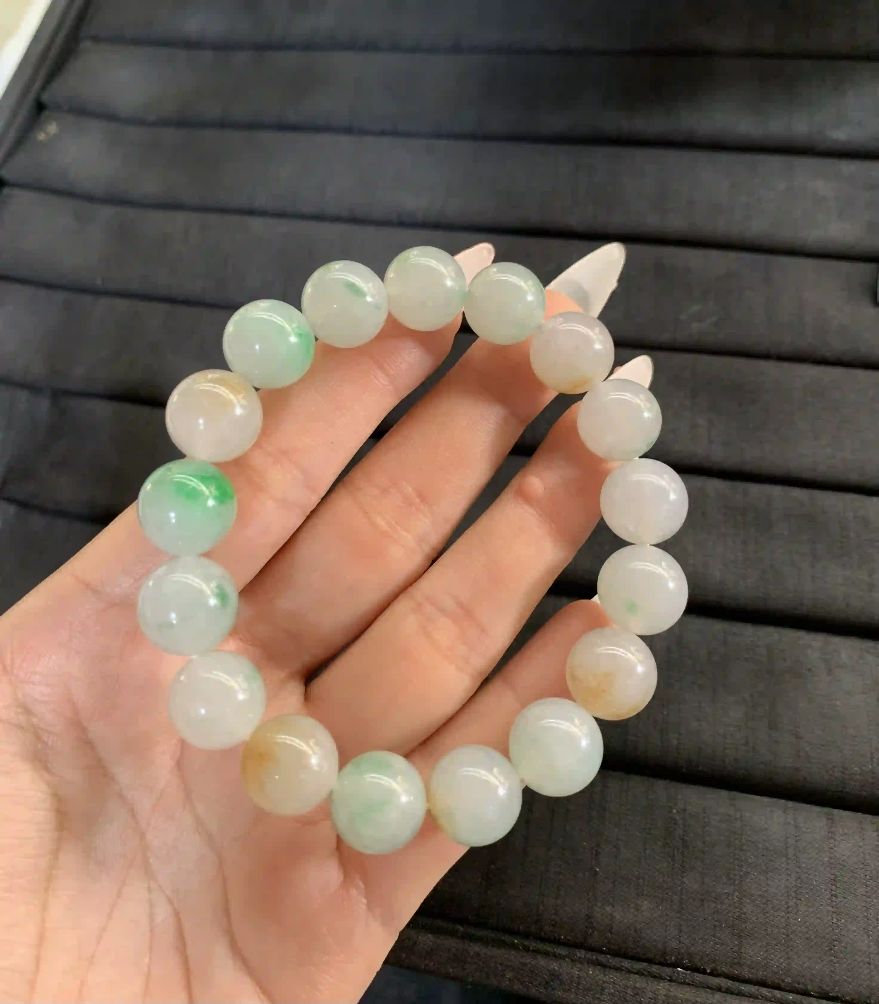 Multi-color Jadeite Beaded Bracelet | Myanmar Jadeite reference #1230003