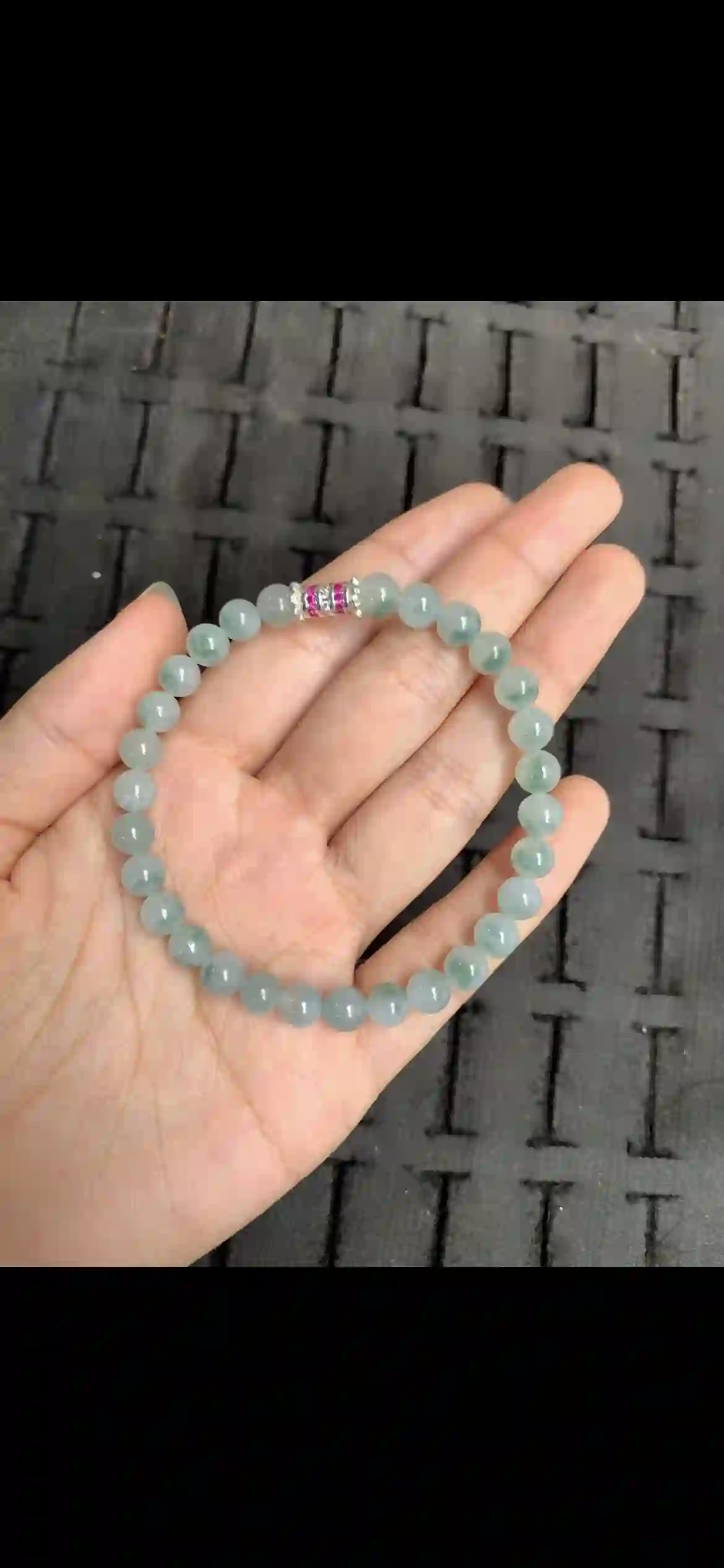 Icy Floating‑Blue Green Jade Bead Bracelet | Myanmar Jadeite reference #14340001
