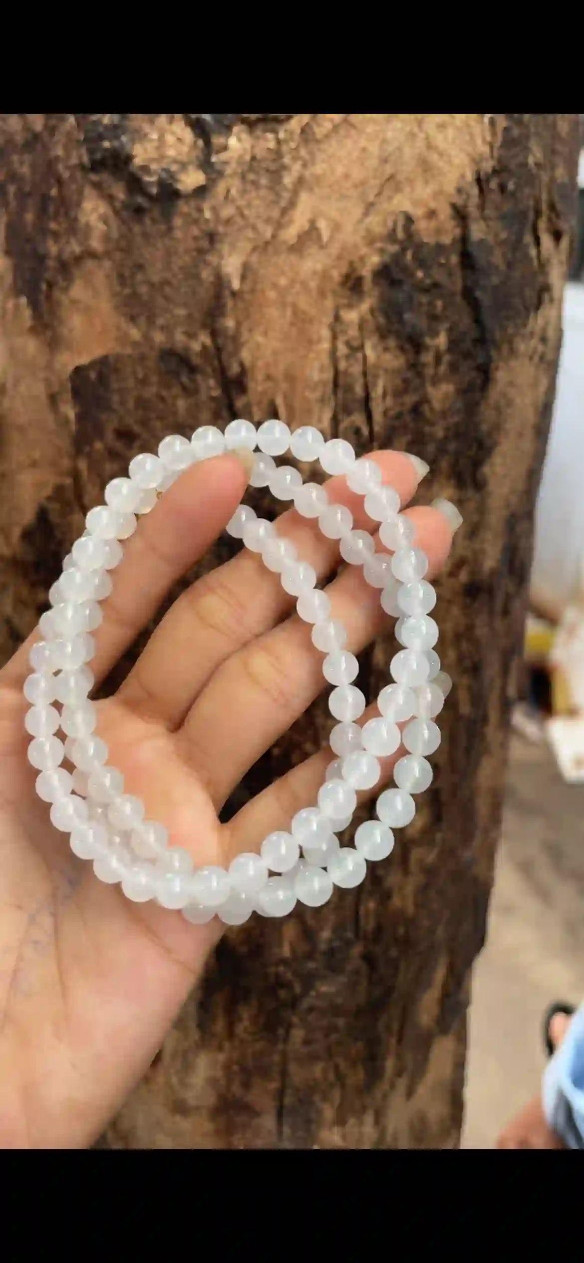   Icy Translucent White Jade Bead Multi-Layer Necklace, view 2 | Myanmar Jadeite reference #5940002