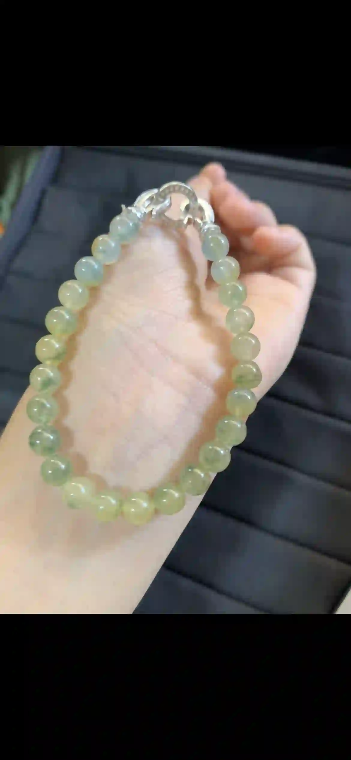  Natural Icy Yellowish Floating Flower Jadeite Bead Bracelet | Myanmar Jadeite reference #6930003