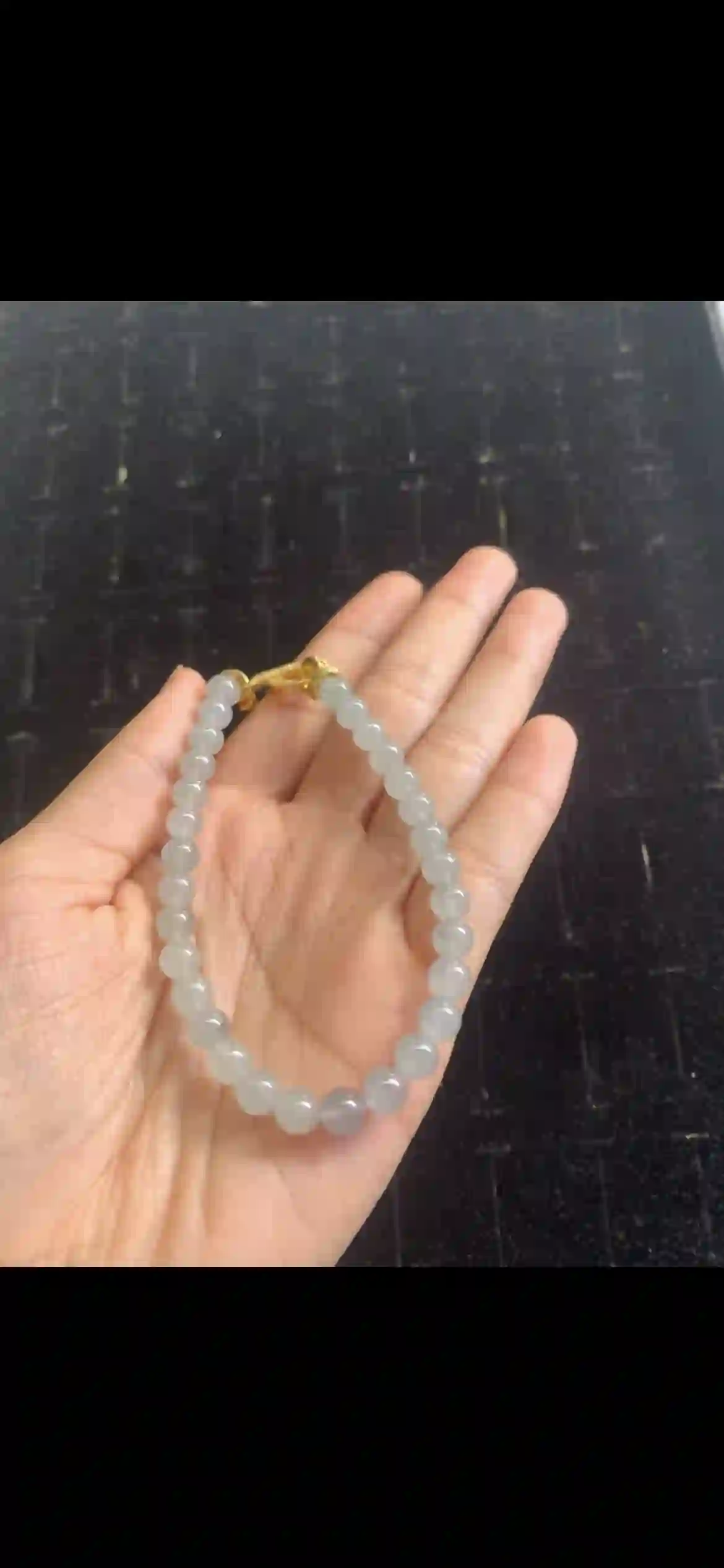 Icy Pale Lavender-Jade Beaded Bracelet with Infinity Gold Clasp, view 2 | Myanmar Jadeite reference #24120001