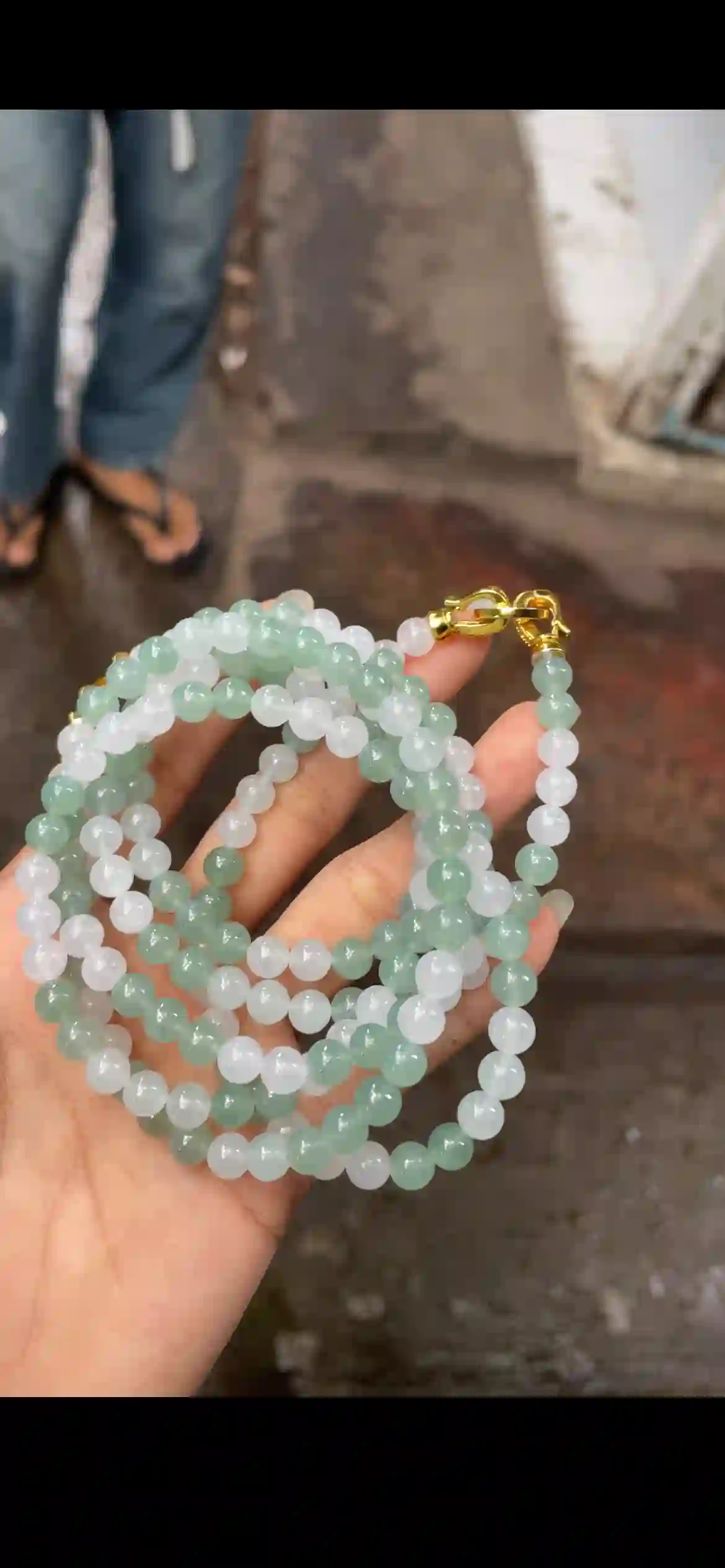 Two-Tone White & Mint Green Jadeite Bead Wrap Jewelry | Myanmar Jadeite reference #15540001