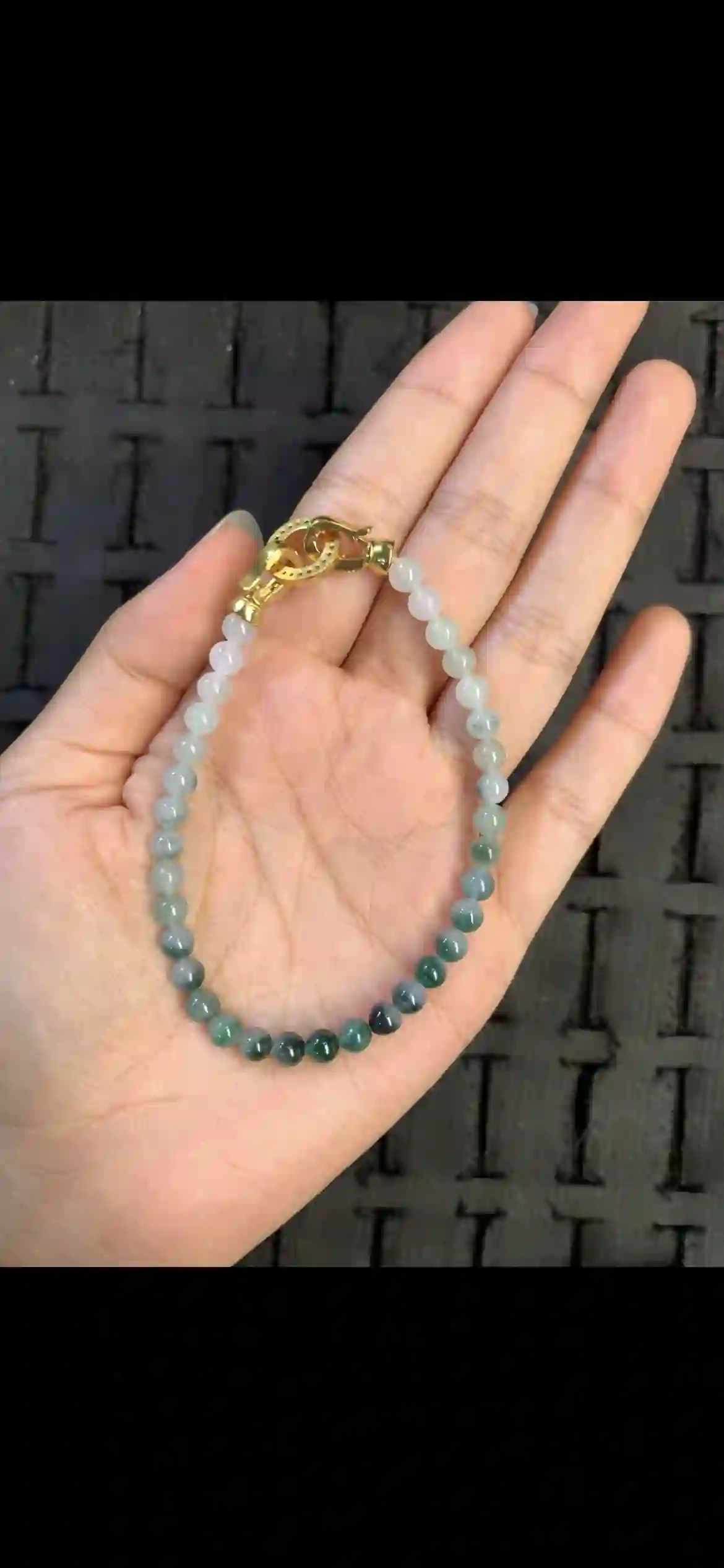 Gradient Floating Green Jadeite Bead Bracelet, view 2 | Myanmar Jadeite reference #15690001