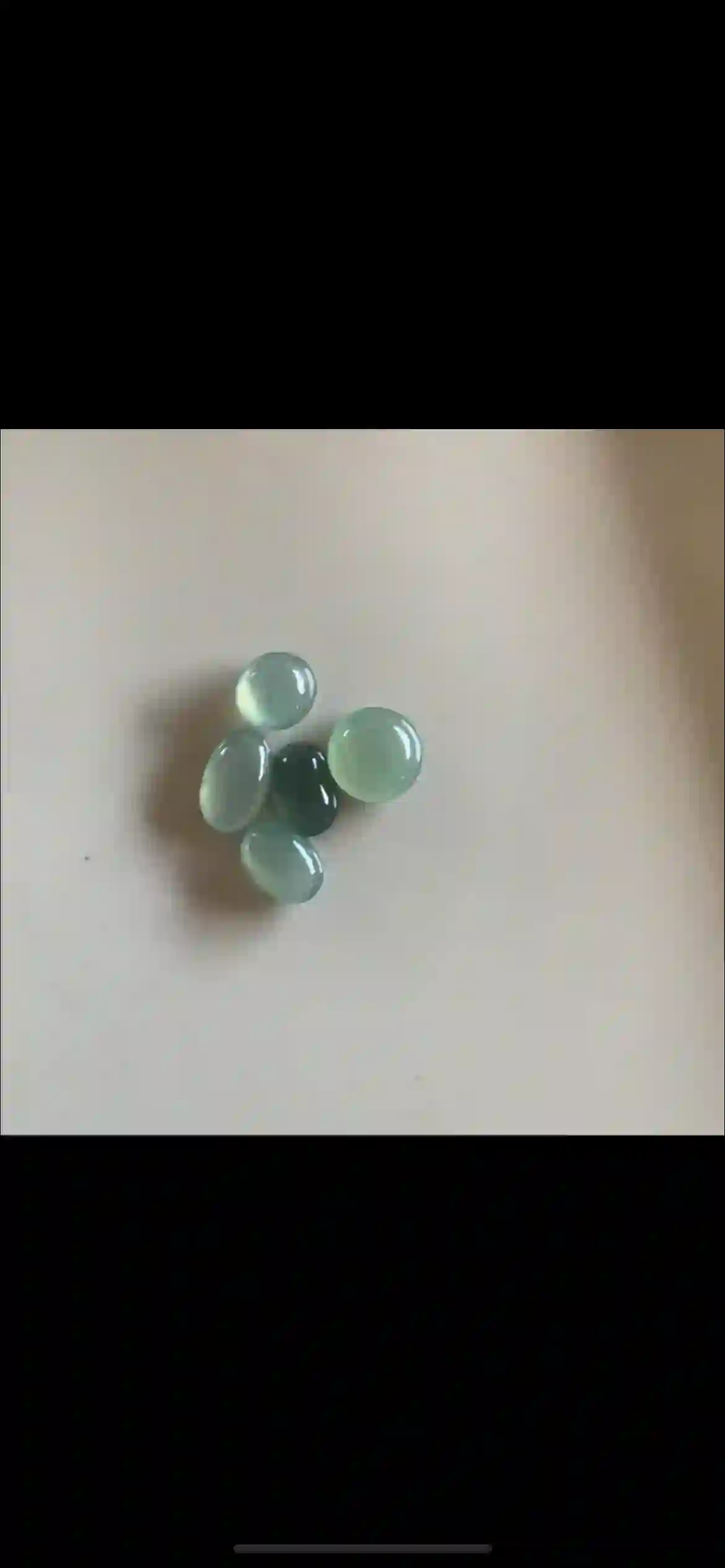 Set of Five Icy Blue-Green Jade Cabochon Gemstones, view 2 | Myanmar Jadeite reference #22380002