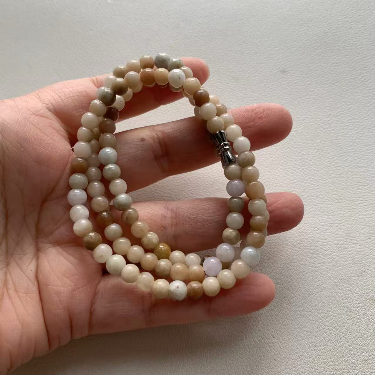Multitone Jade Bead Bracelet - Burmese Jadeite Type A from Hpakant, Myanmar | Myanmar Jadeite