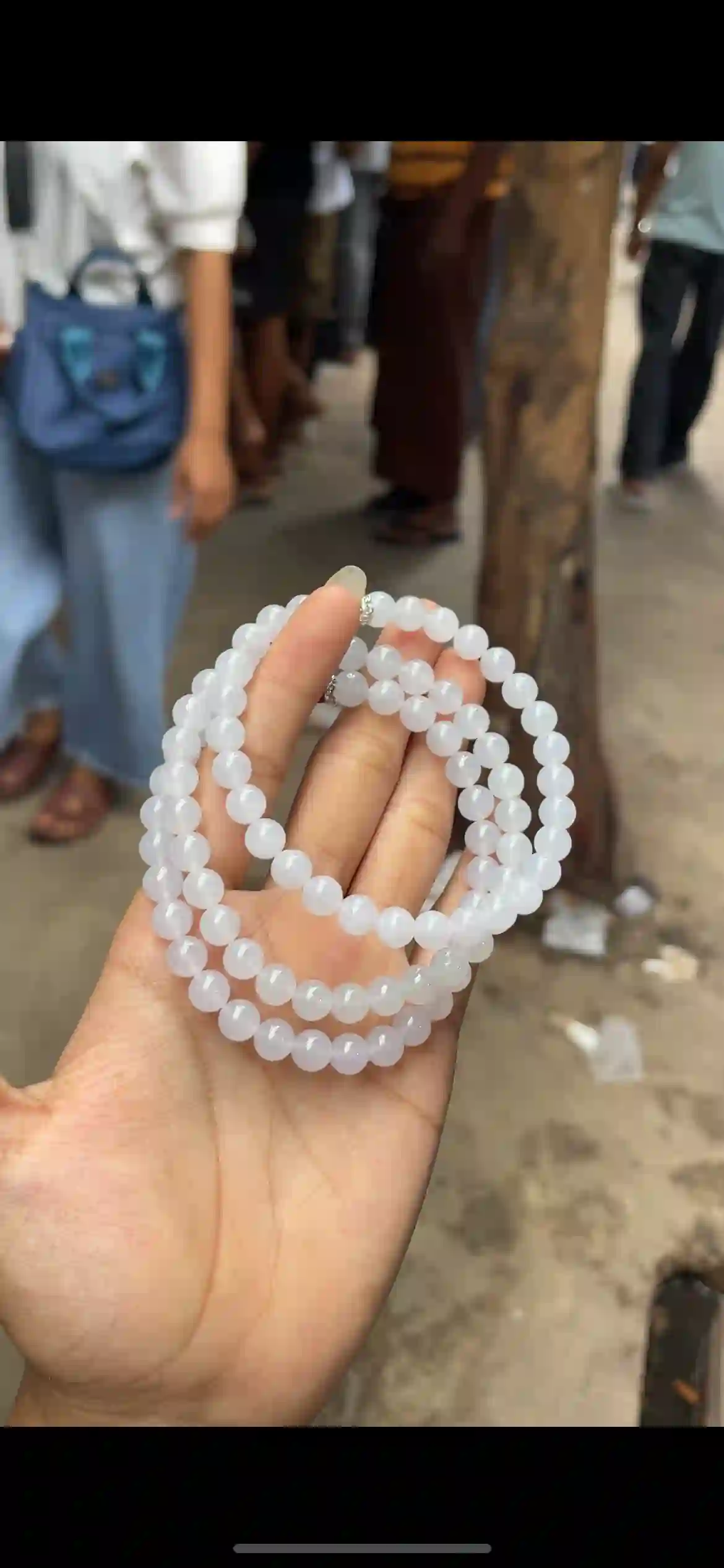  Icy Translucent White Jadeite Double Strand Bracelet, view 2 | Myanmar Jadeite reference #8400001
