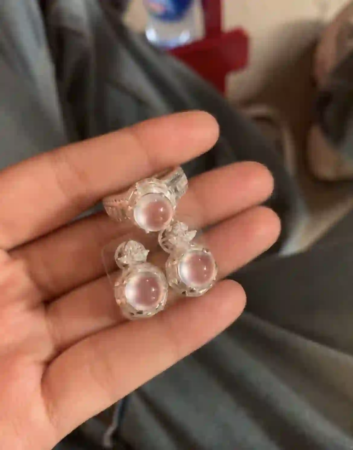 Icy Lavender Pink Jade Ring & Earring Set, view 2 | Myanmar Jadeite reference #2850002