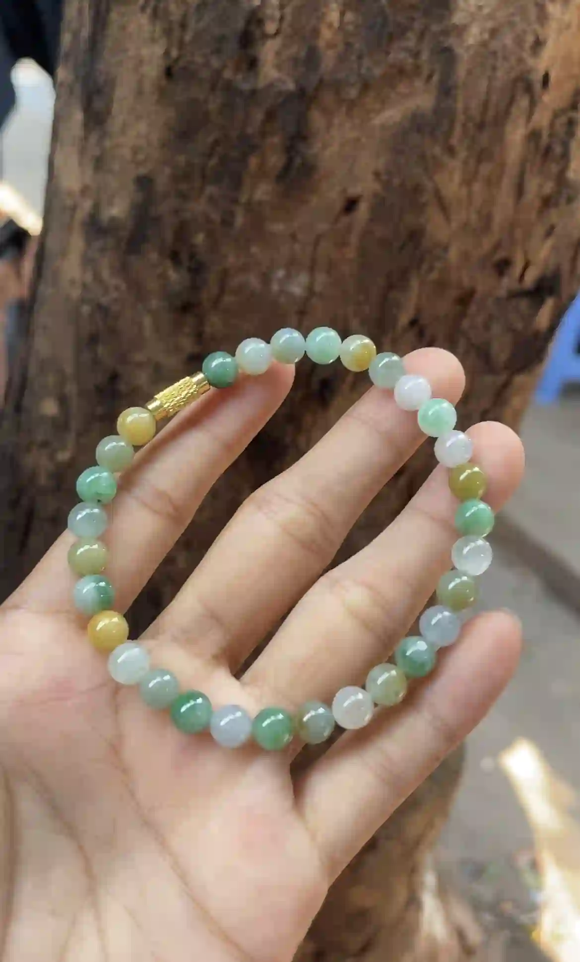 Multicolor Natural Jade Beaded Bracelet | Myanmar Jadeite reference #2280006