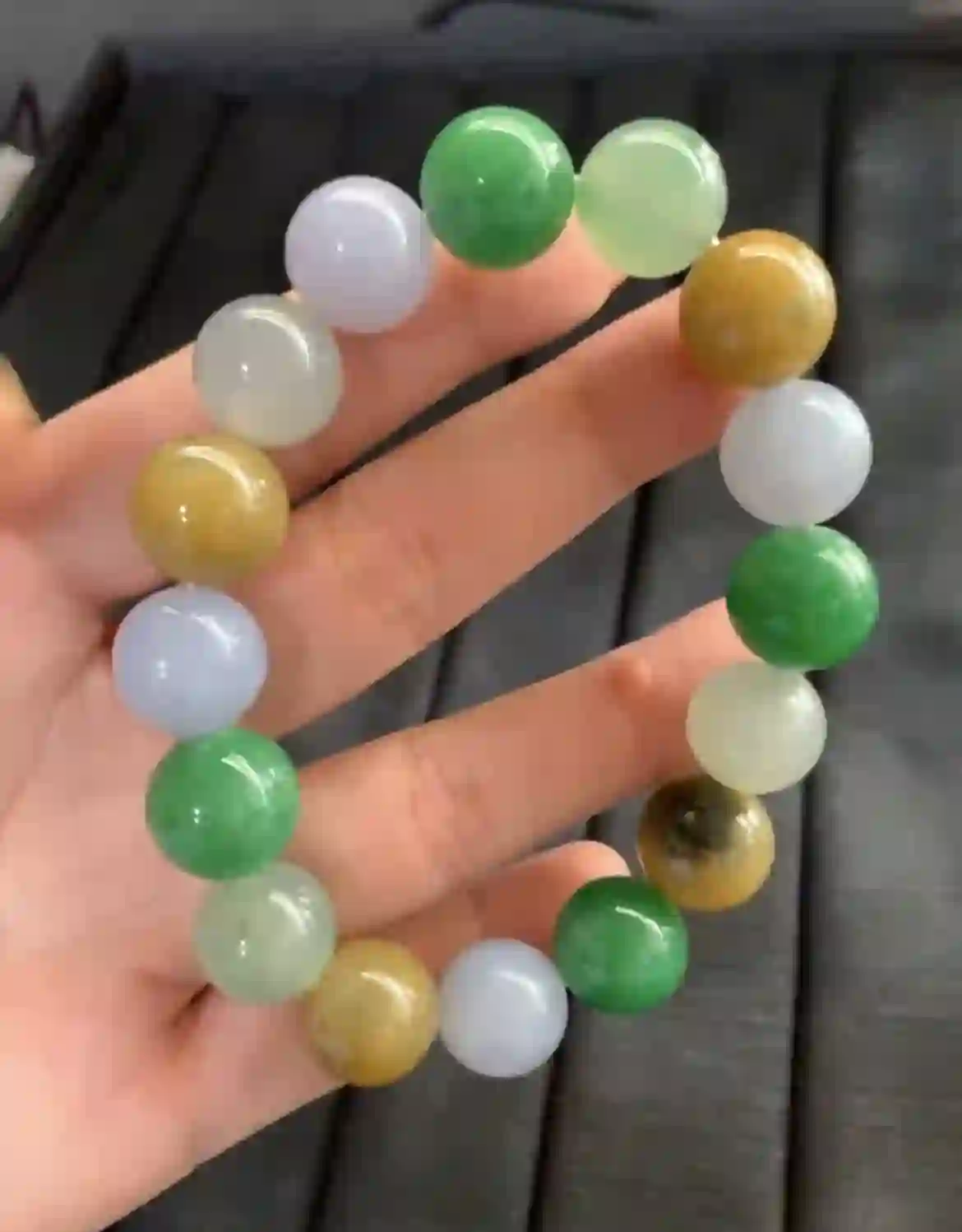 Natural Multicolor Jade Bead Bracelet, view 2 | Myanmar Jadeite reference #2610003