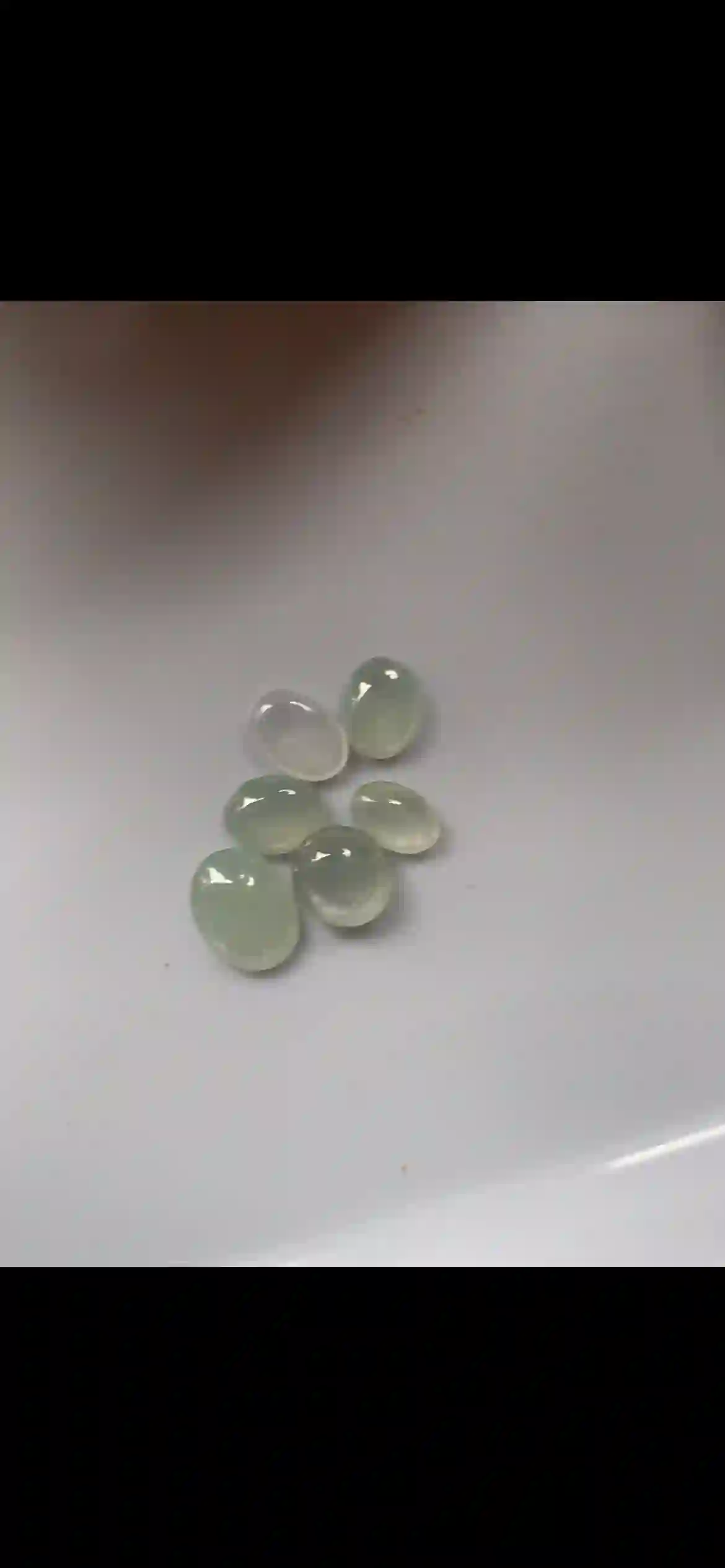 Six Oval Icy Pale Jade Cabochons – Loose Gemstones Set | Myanmar Jadeite reference #25200001