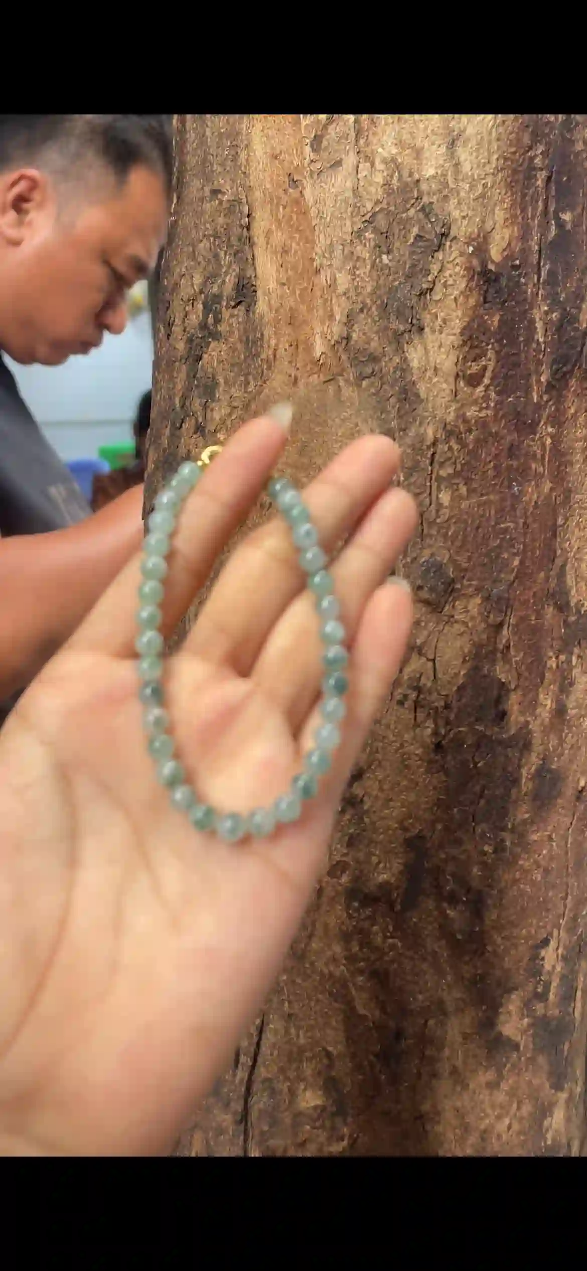  Icy Floating Blue‑Green Jadeite Single‑Strand Bracelet, view 2 | Myanmar Jadeite reference #8790001