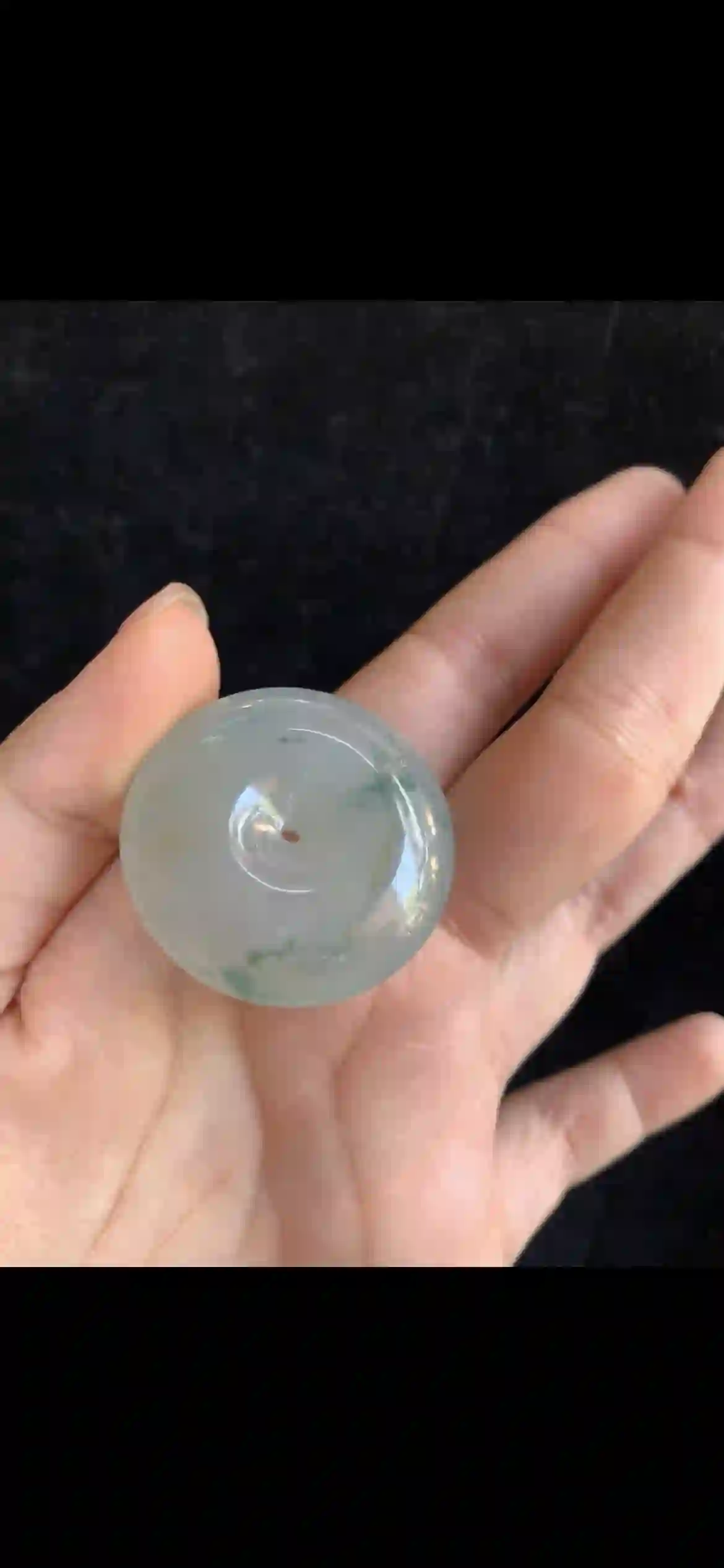 Icy Floating Green Jade Safety Coin Pendant | Myanmar Jadeite reference #35250001