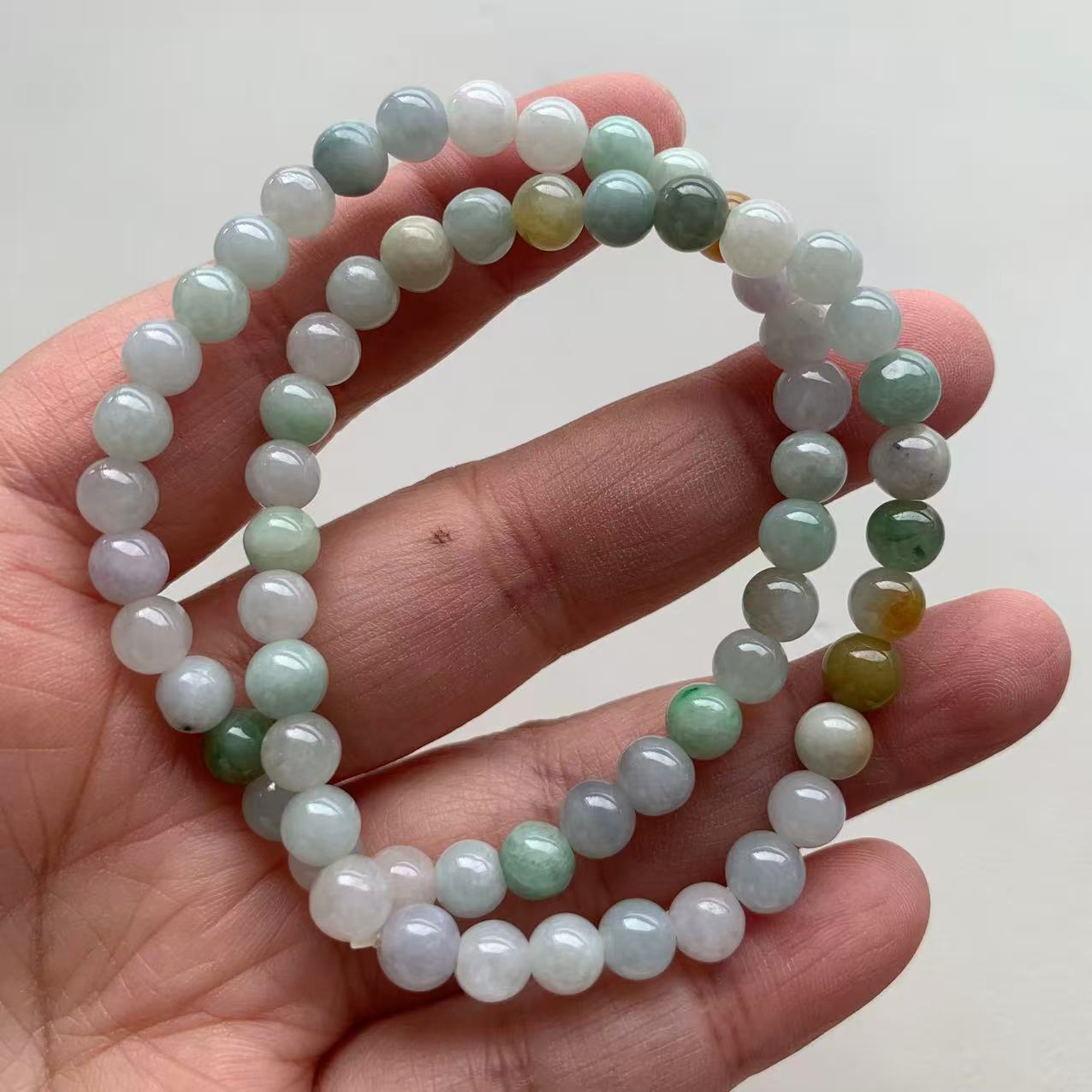 Multicolor Jade Bead Bracelet - Burmese Jadeite Type A from Hpakant, Myanmar | Myanmar Jadeite