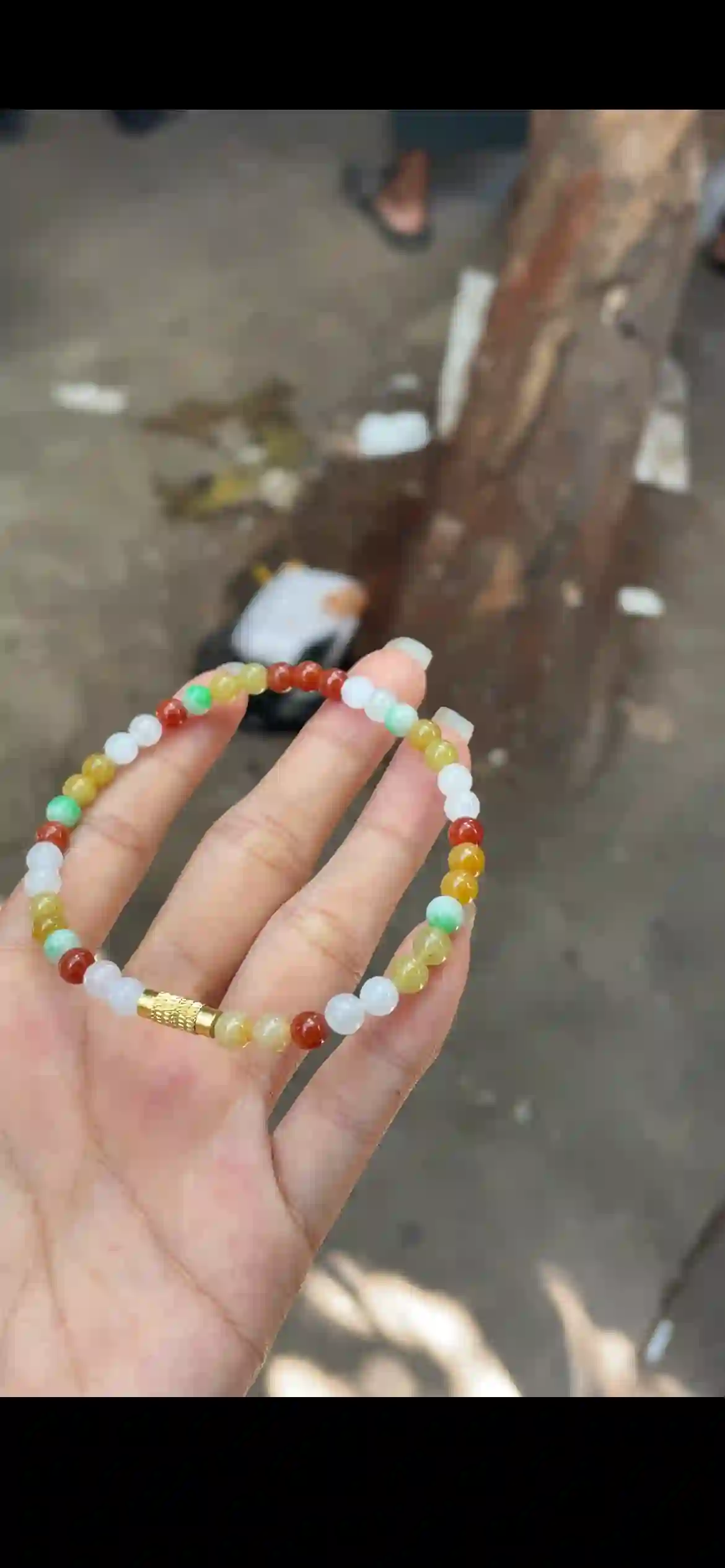 Vibrant Multicolor Jadeite Bead Bracelet | Myanmar Jadeite reference #16140001