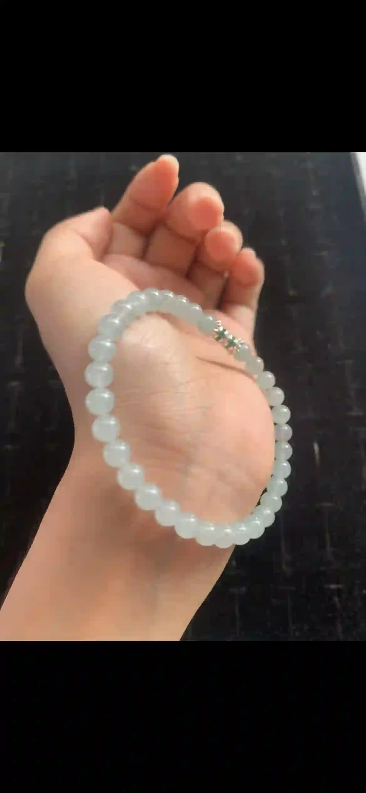 Premium Icy Translucent Pale Jadeite Beaded Bracelet with Decorative Accent, view 2 | Myanmar Jadeite reference #24150001
