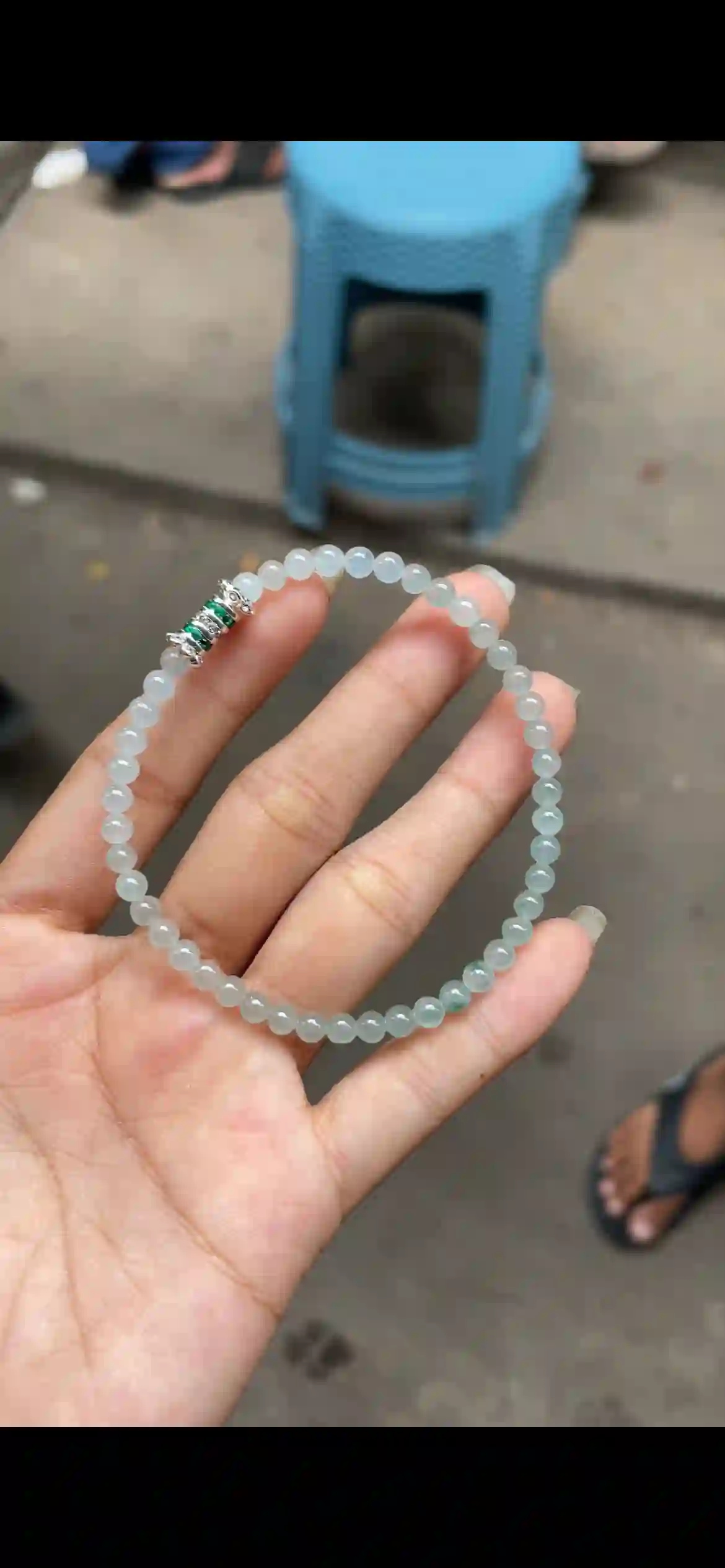 Icy Translucent Pale Green Jadeite Bead Bracelet | Myanmar Jadeite reference #7800001