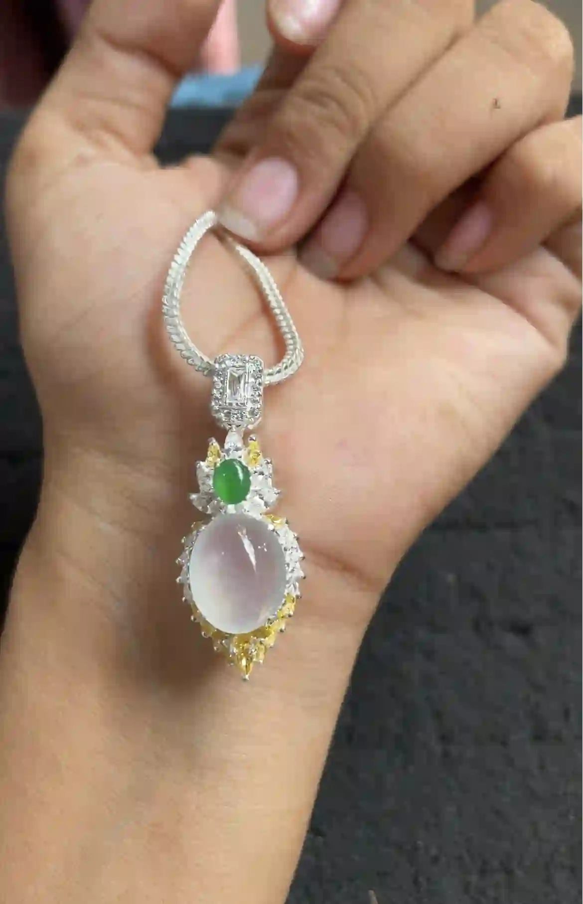 Natural Icy White Jade Pendant | Myanmar Jadeite reference #2310002