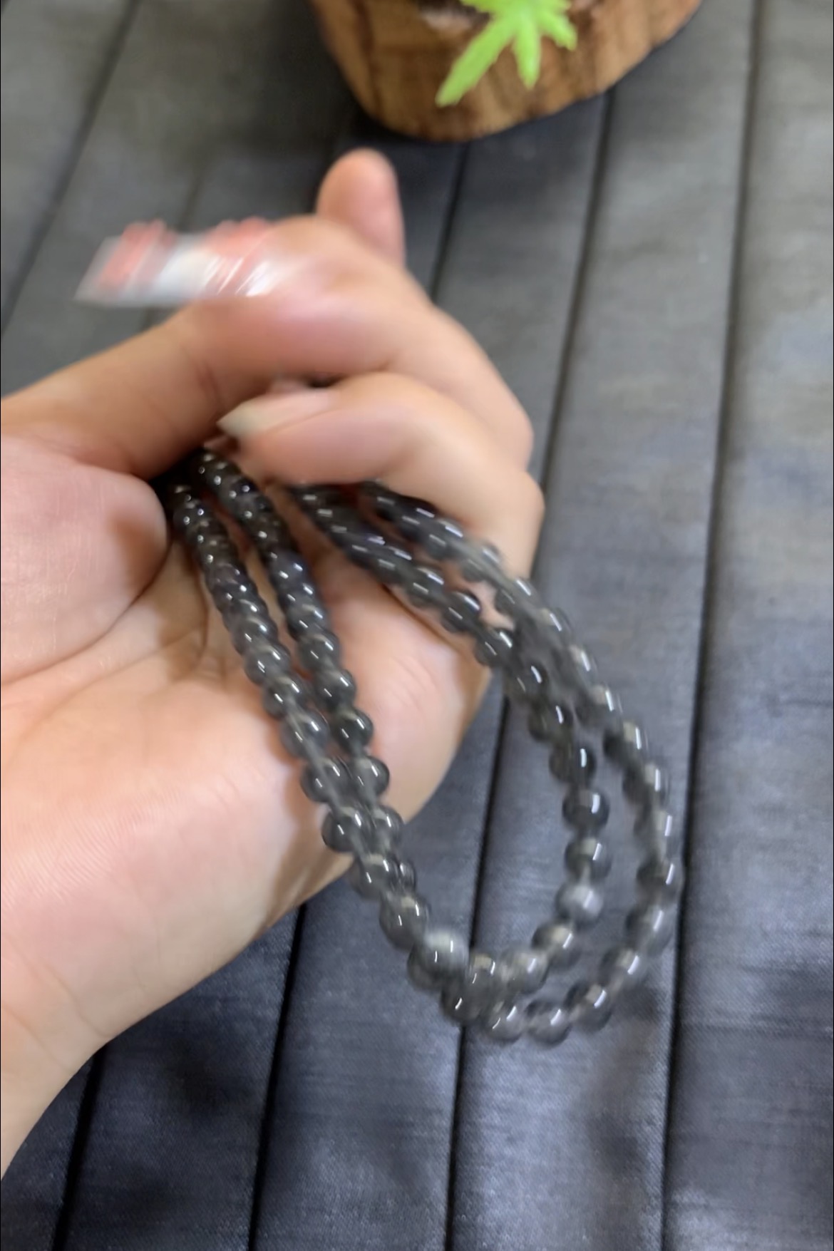 Natural Black Jade Beaded Necklace - Burmese Jadeite from Myanmar