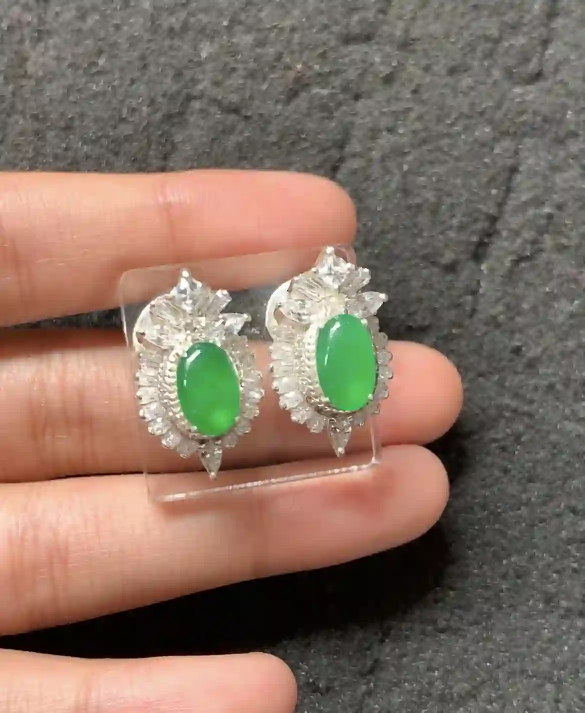 Luxury Green Jade Drop Earrings, view 2 | Myanmar Jadeite reference #2160003