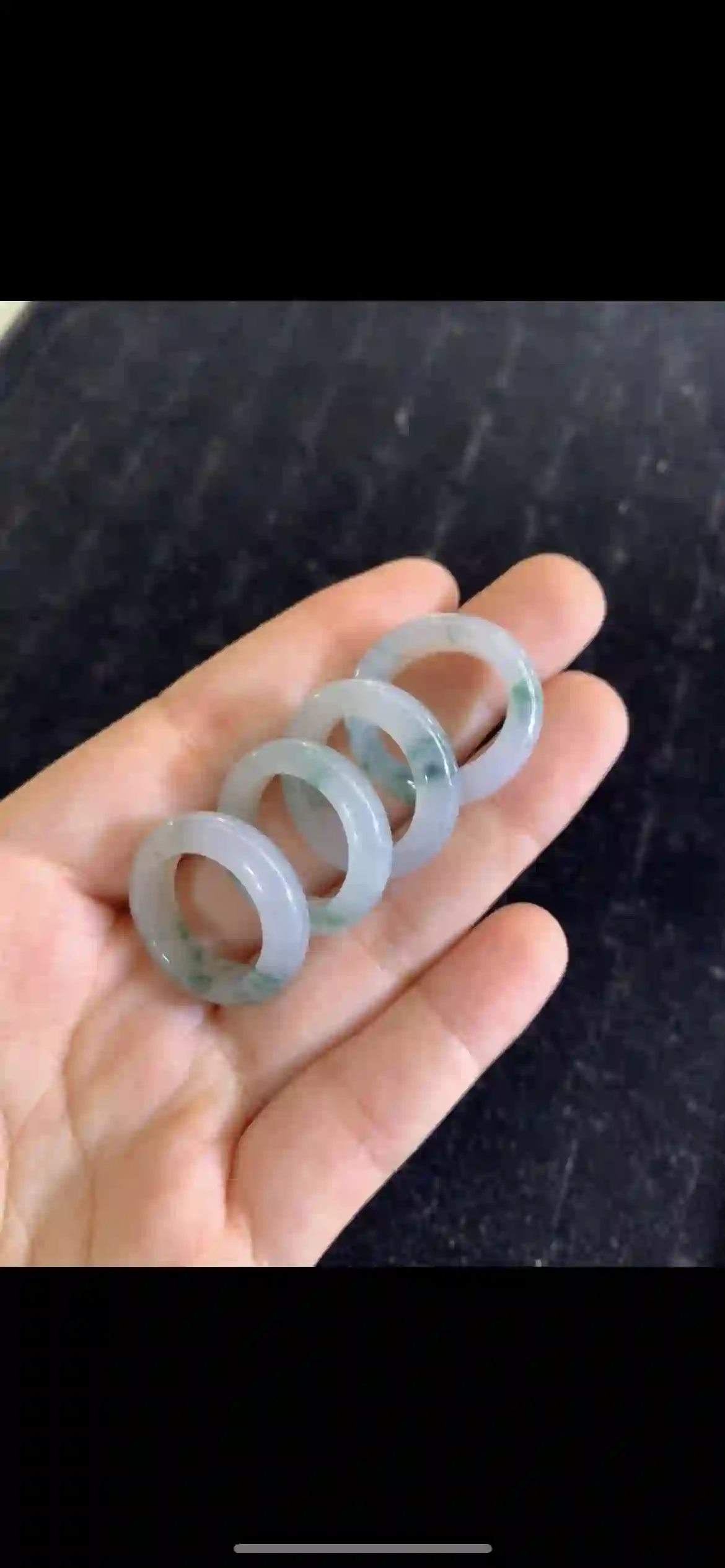 Set of Icy Floating Green Jadeite Band Rings | Myanmar Jadeite reference #18300001