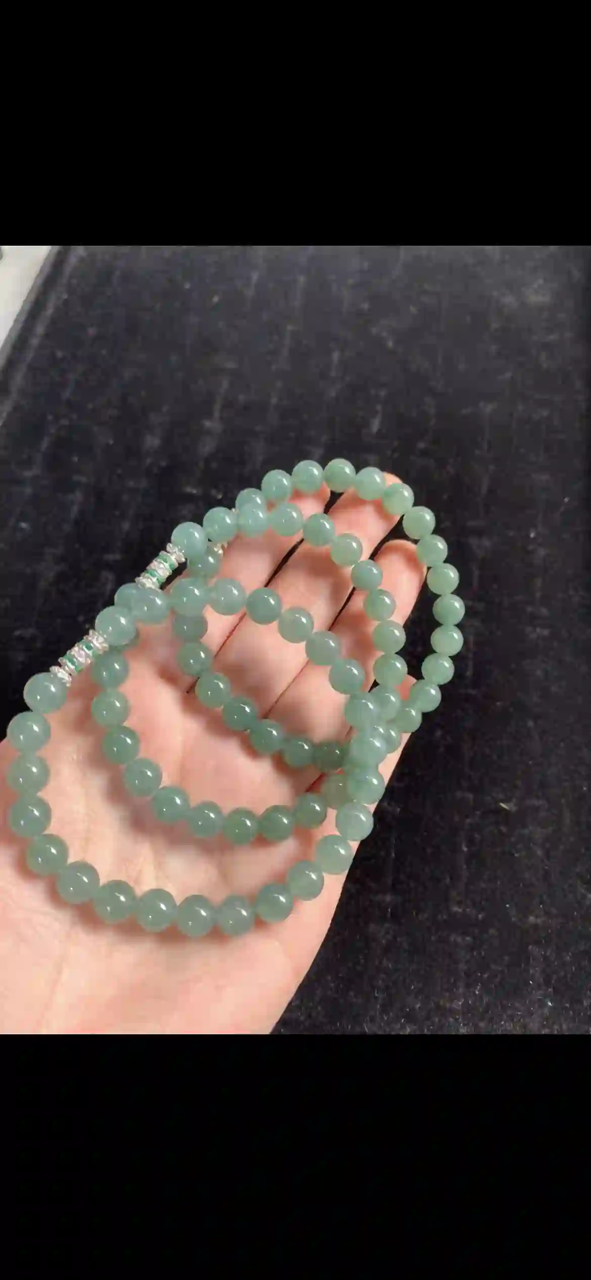Set of Three Serene Green Jade Beaded Bracelets with Emerald & Crystal Accents | Myanmar Jadeite reference #35640001
