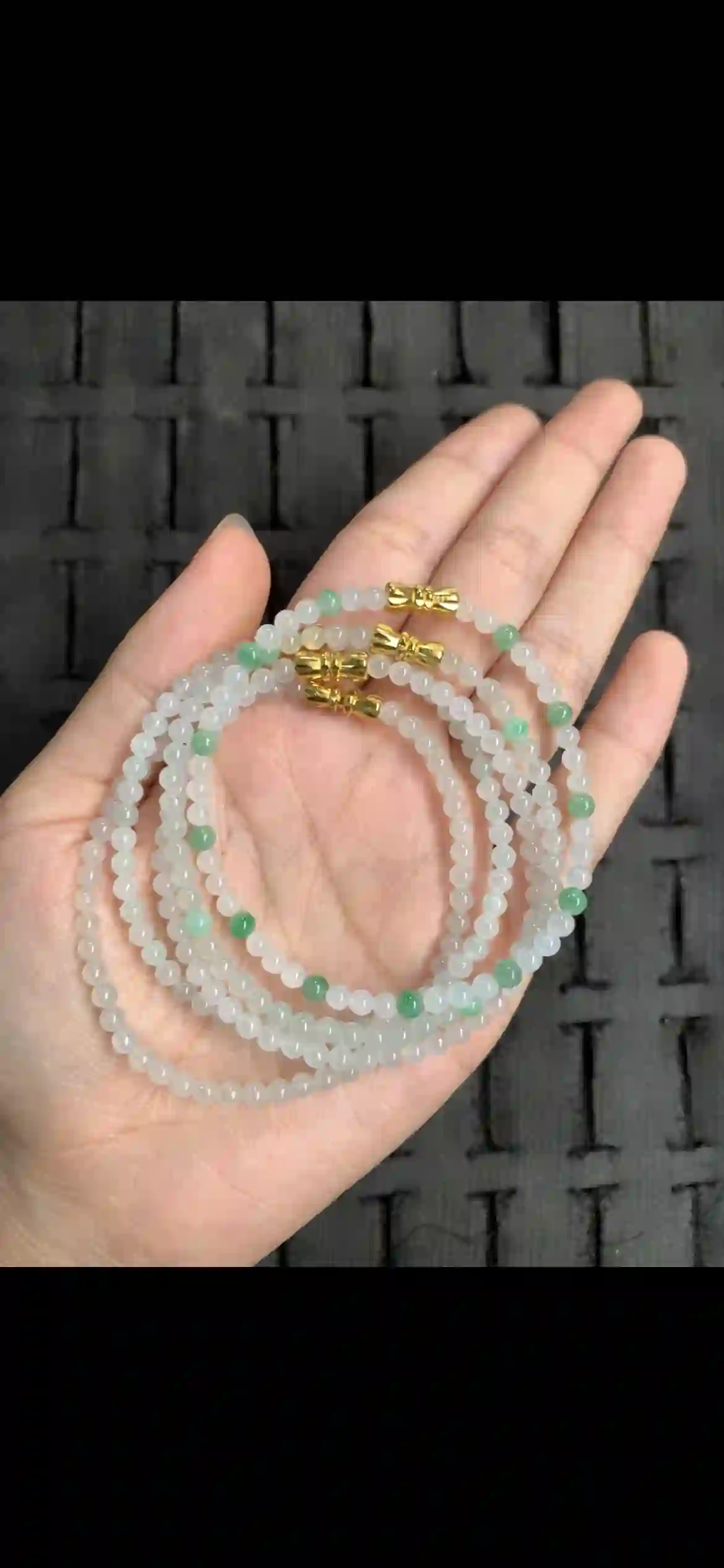 Icy White & Green Jadeite Multi‑Wrap Beaded Bracelet | Myanmar Jadeite reference #12630001