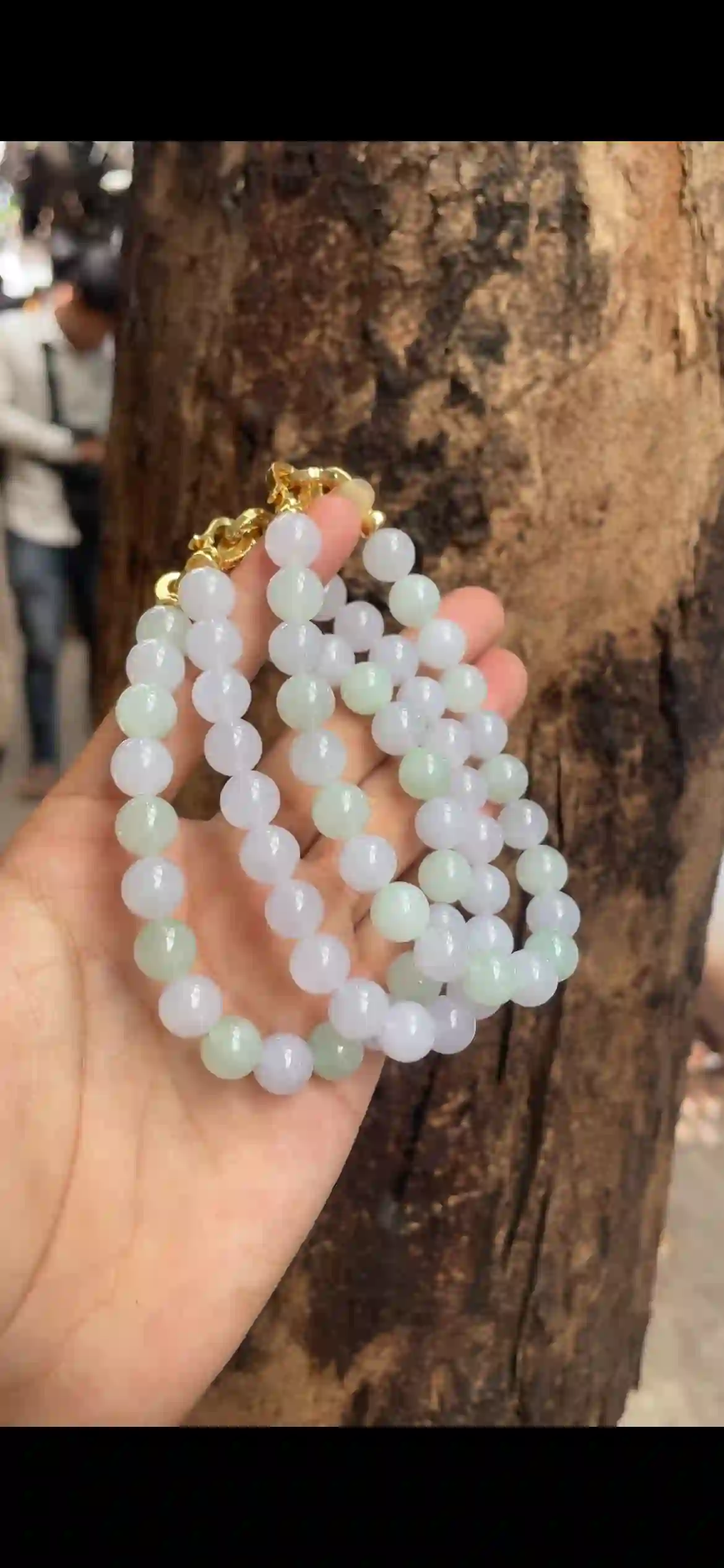  Icy Lavender & Light Green Jadeite Bead Necklace, view 2 | Myanmar Jadeite reference #8280001