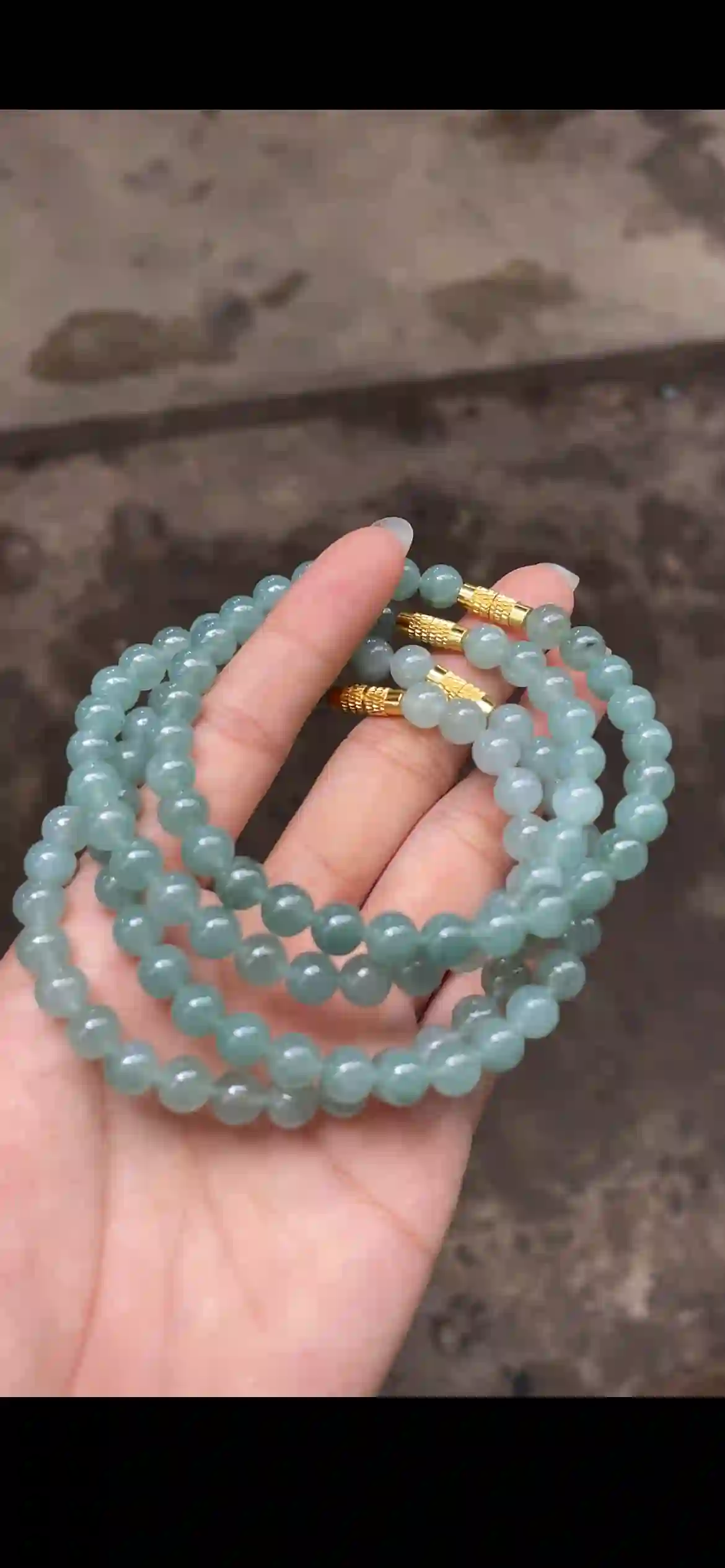 Icy Blue-Green Jadeite Bead Multi-Strand Set | Myanmar Jadeite reference #15930001