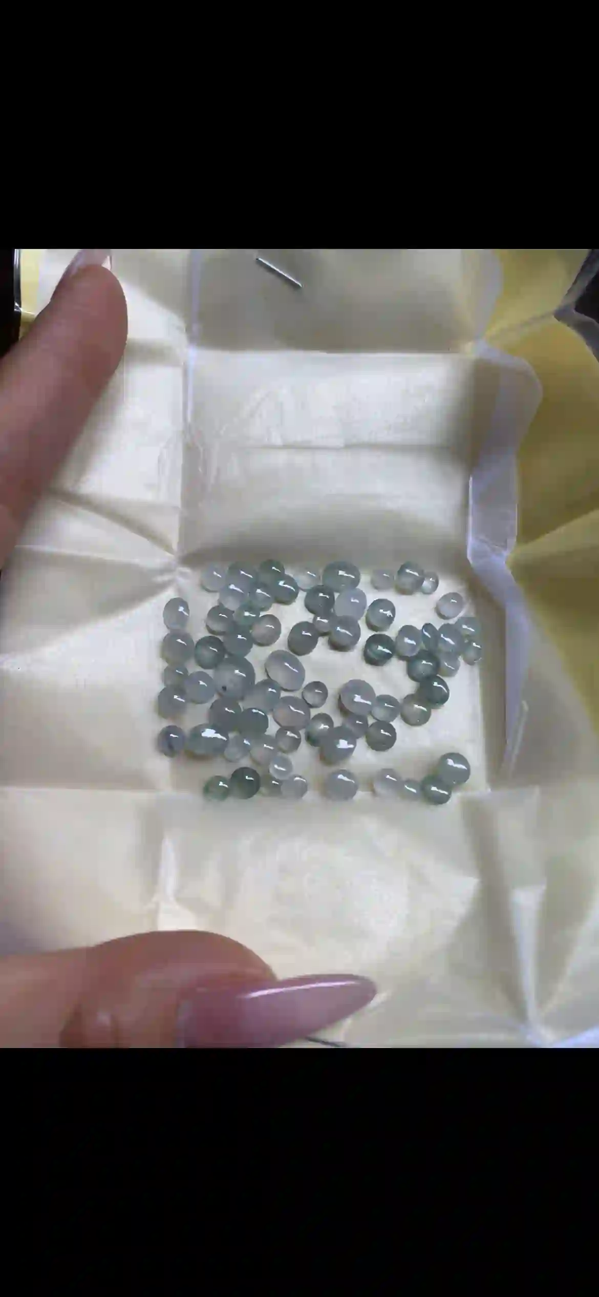 Natural Icy Floating Blue-Green Jadeite Cabochon Loose Gemstones, view 2 | Myanmar Jadeite reference #7200001