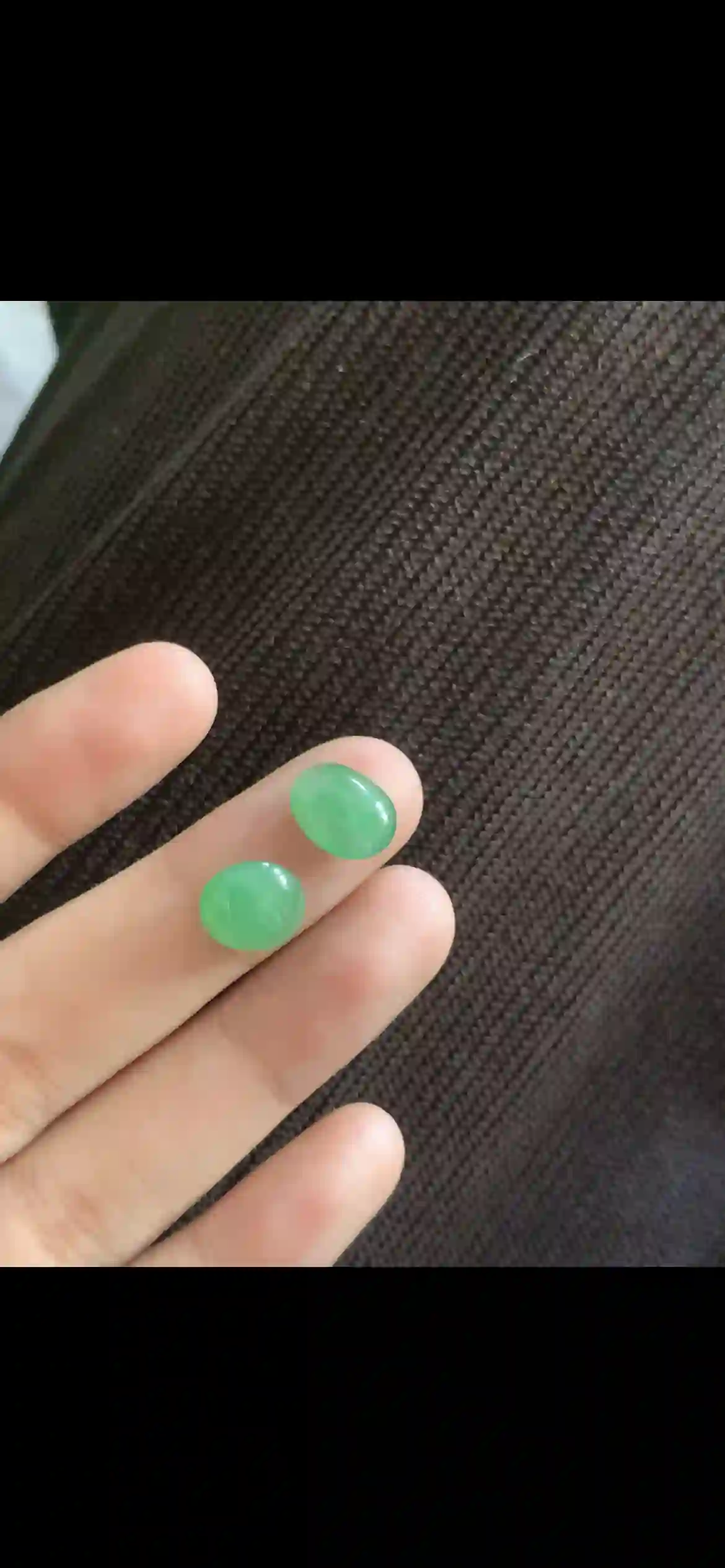 Pair of Oval Green Jade Cabochons — Matching Loose Gemstones | Myanmar Jadeite reference #28530001
