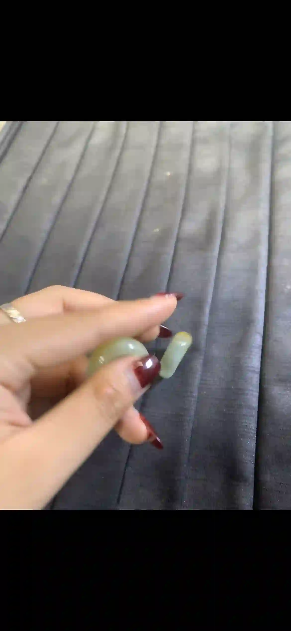  Pair of Natural Icy Yellowish Green Jadeite Band Rings, view 2 | Myanmar Jadeite reference #6780001