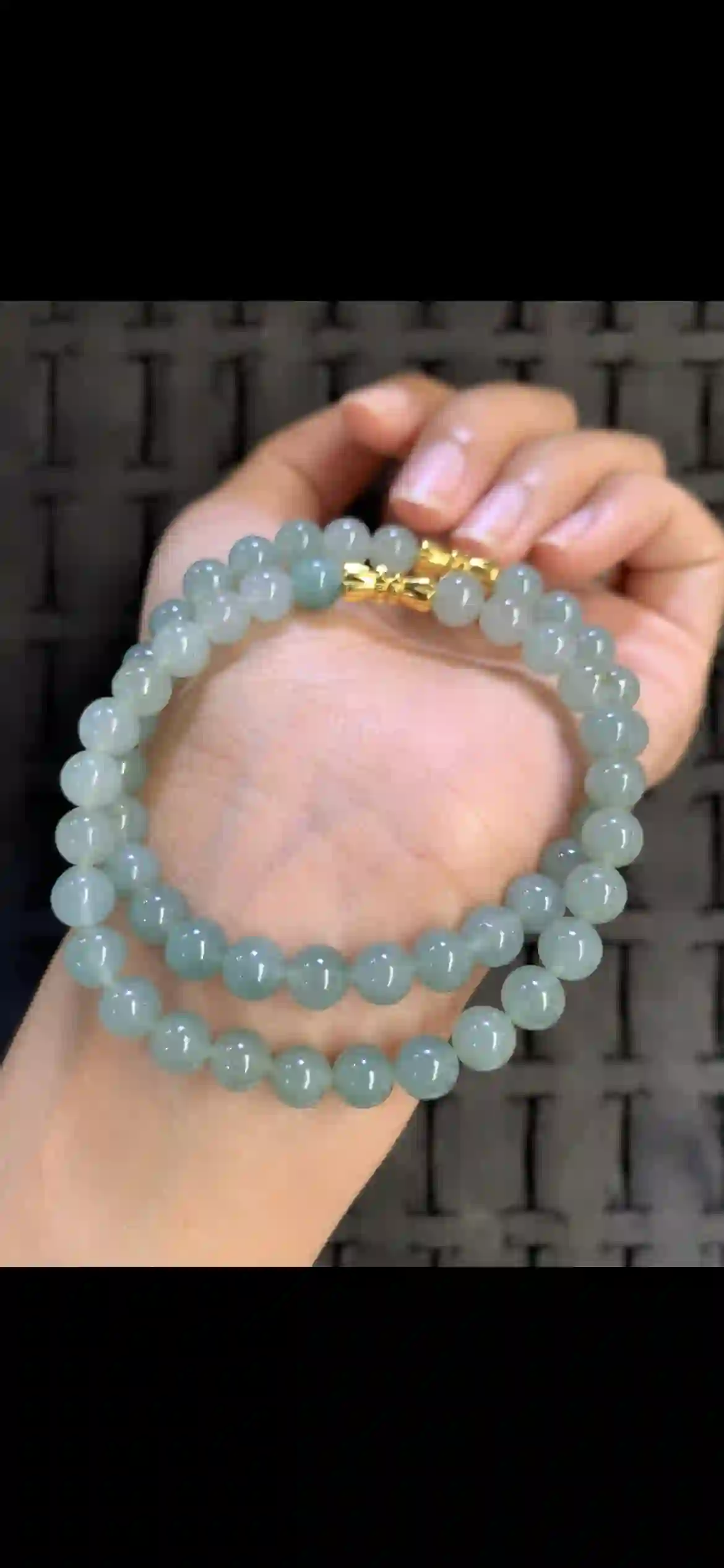 Icy Uniform Watery Green Jadeite Double‑Wrap Bracelet, view 2 | Myanmar Jadeite reference #13170001