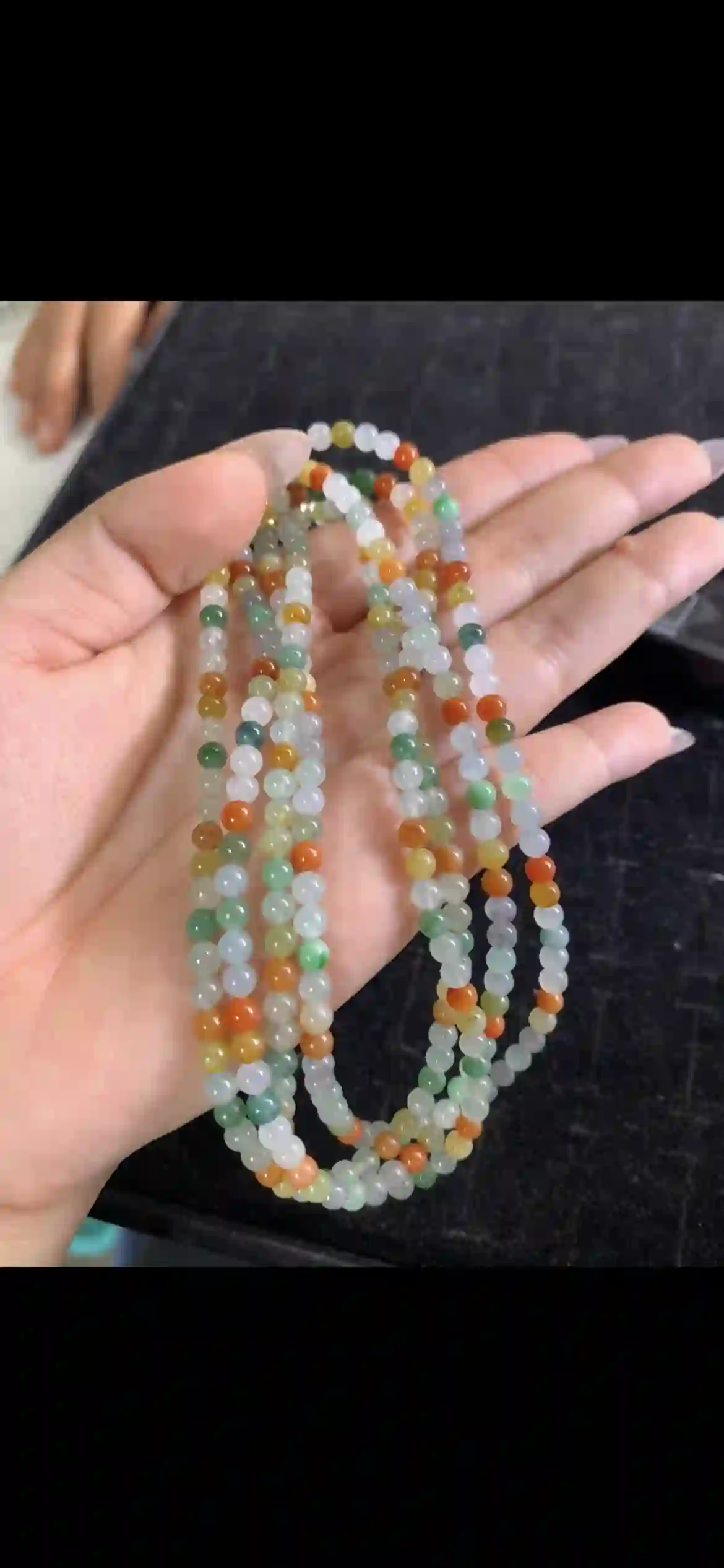Multicolour Natural Jadeite Bead Necklace / Multi‑Wrap Strand, view 2 | Myanmar Jadeite reference #26640001