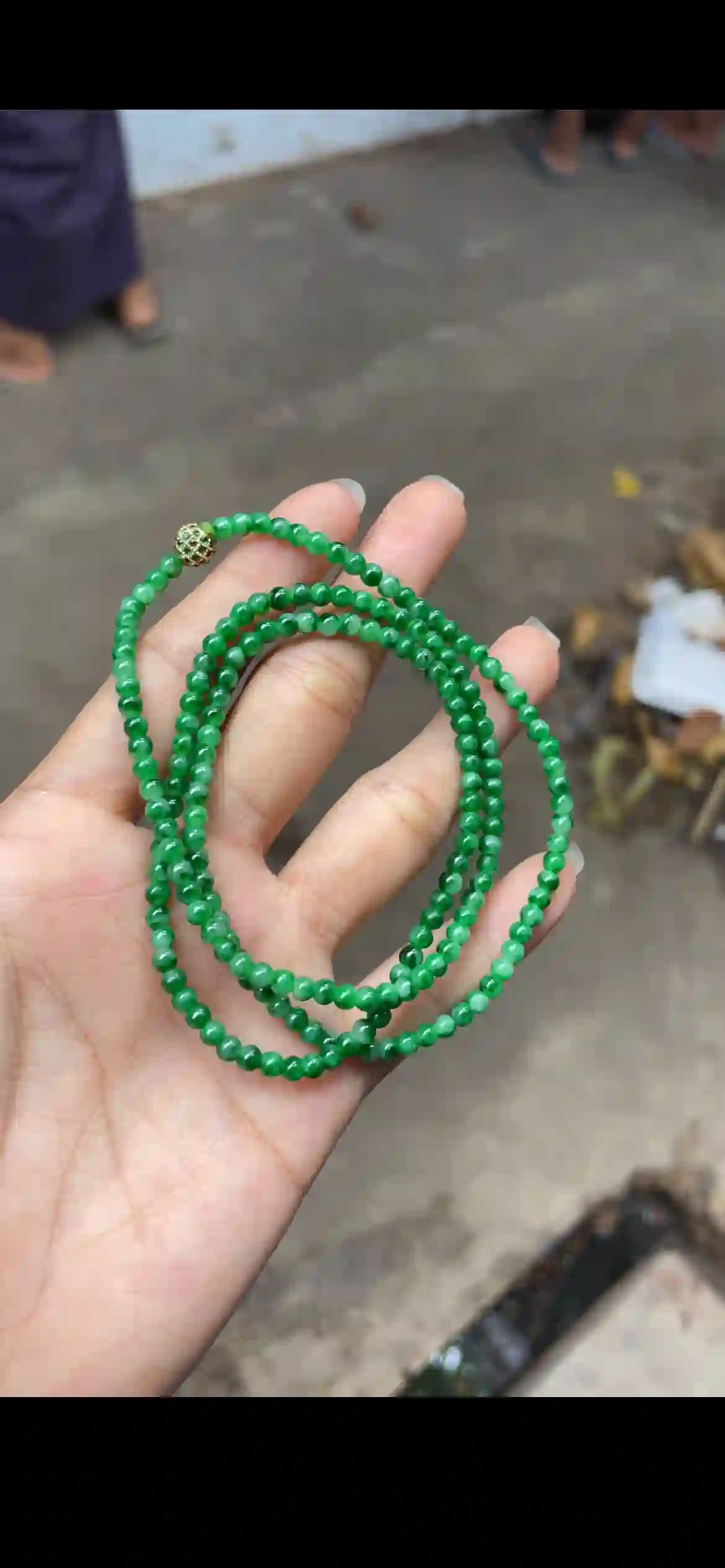 Vivid Full Green Jadeite Multi-Wrap Dainty Bracelet, view 2 | Myanmar Jadeite reference #12240002